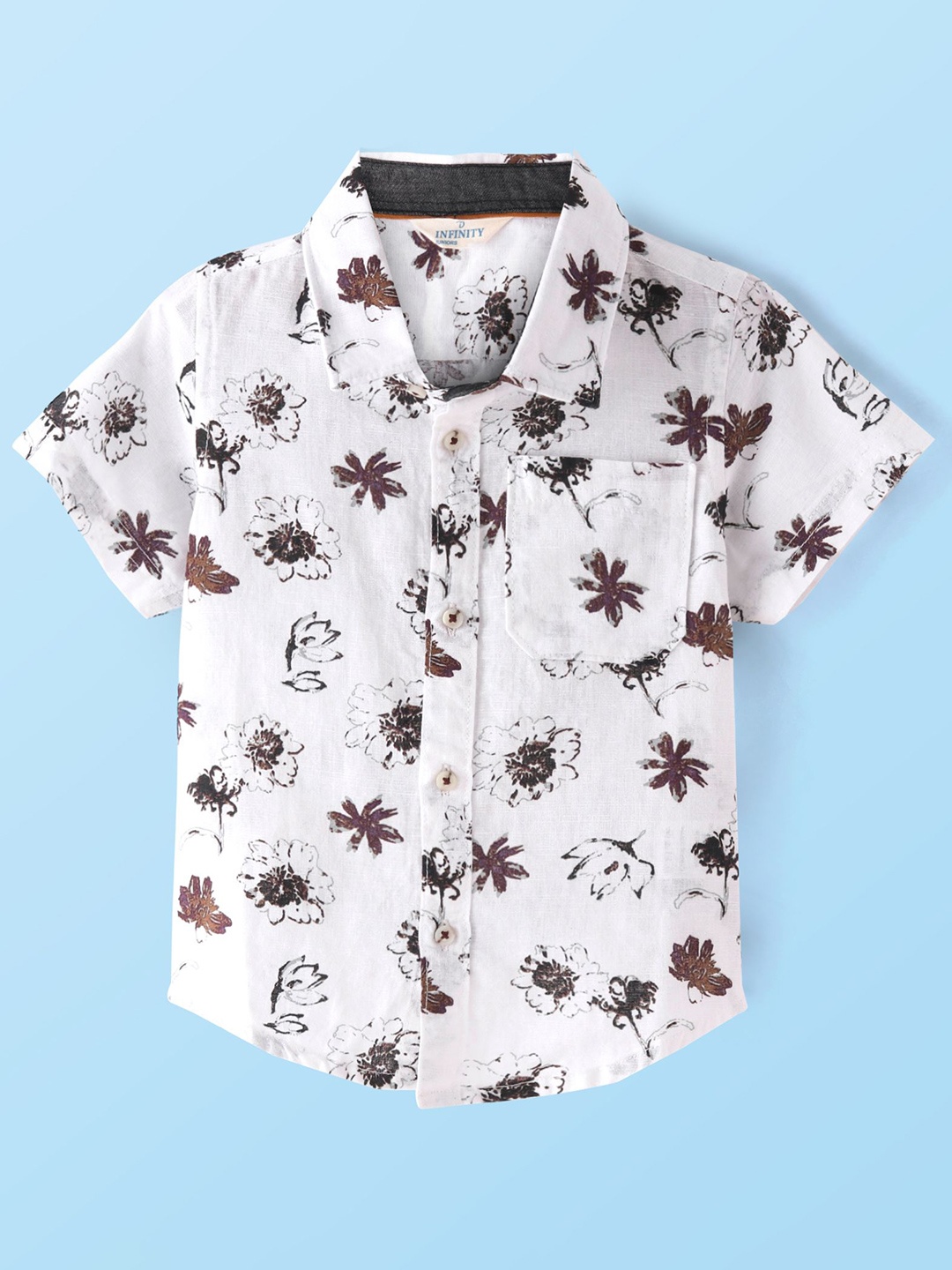 

Infinity Boys Tailored Fit Floral Opaque Printed Casual Shirt, White