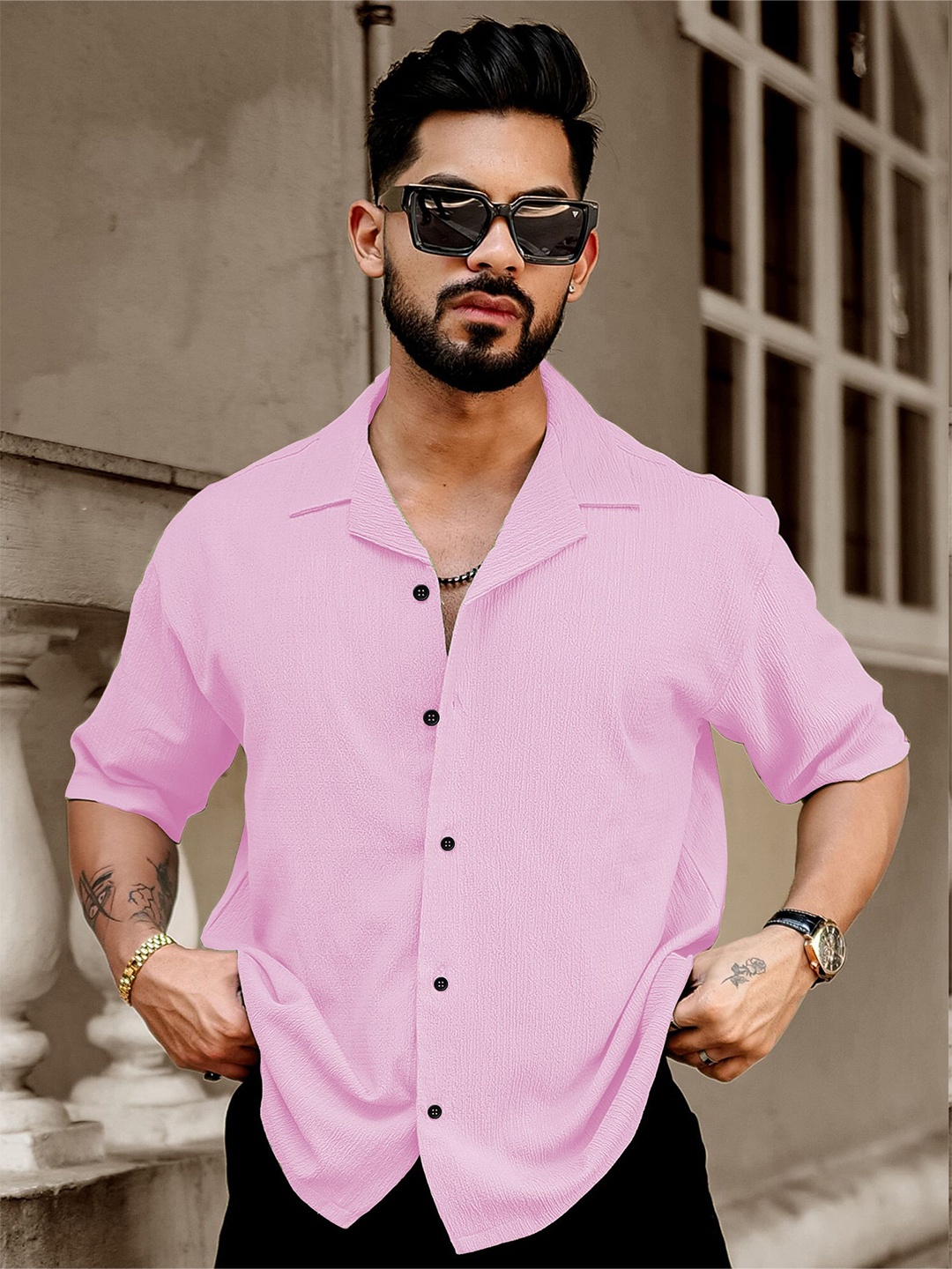 

Metronaut Men Opaque Casual Shirt, Pink