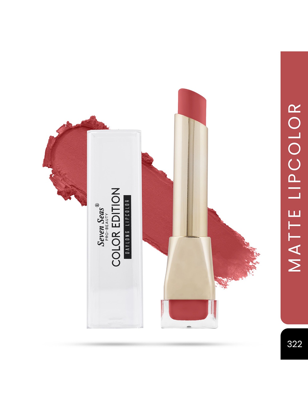 

Seven Seas Color Edition Day Long Waterproof Matte Lip Color 3.5 g- Monza 322, Red