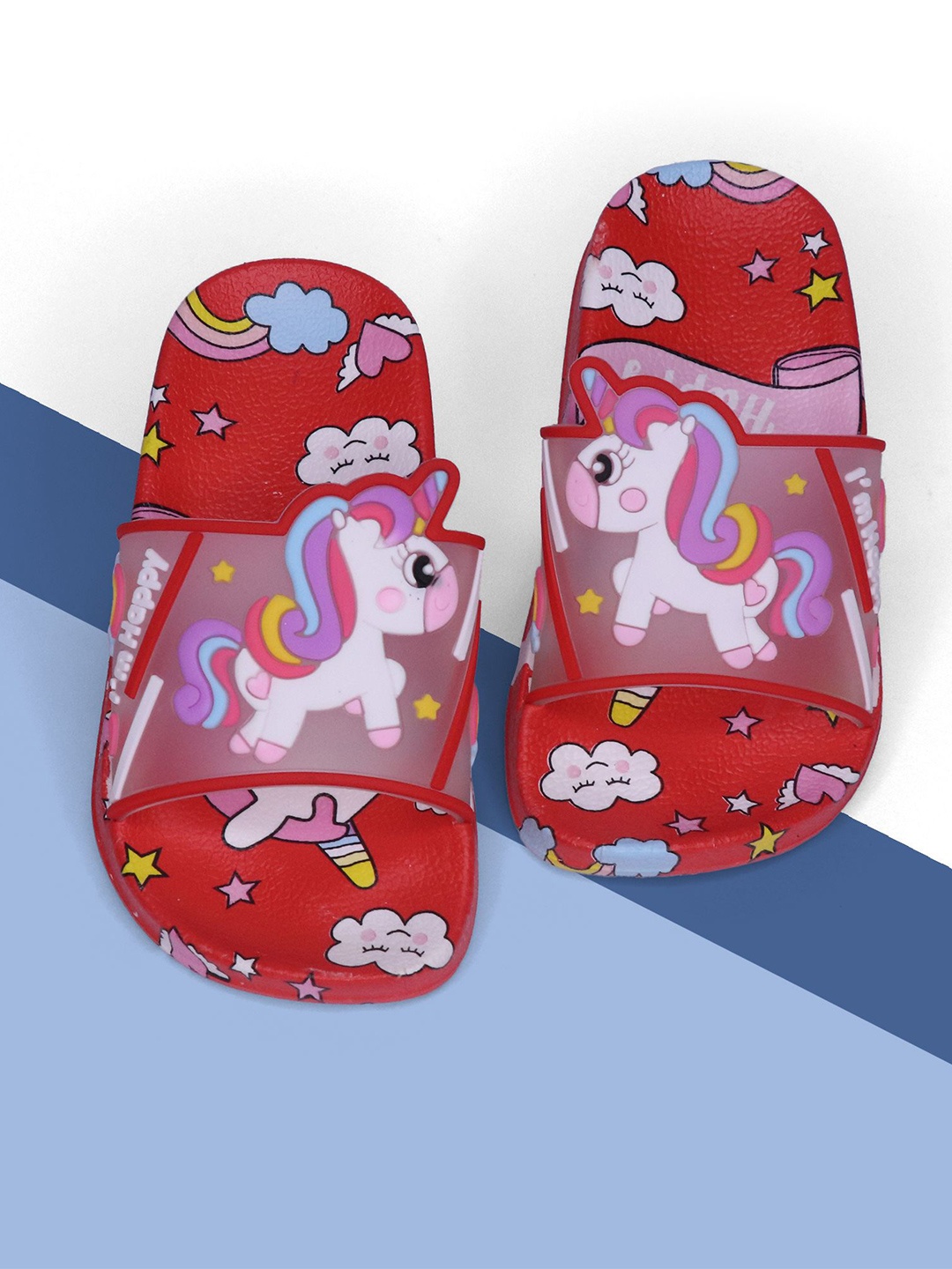 

NEW STEPS Girls Printed Sliders, Red