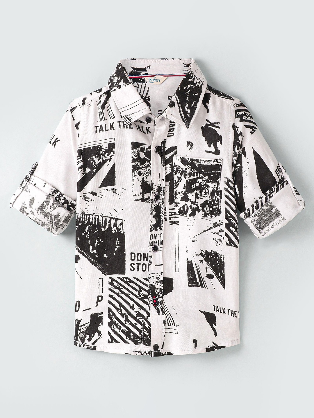 

Infinity Boys Opaque Printed Casual Shirt, White