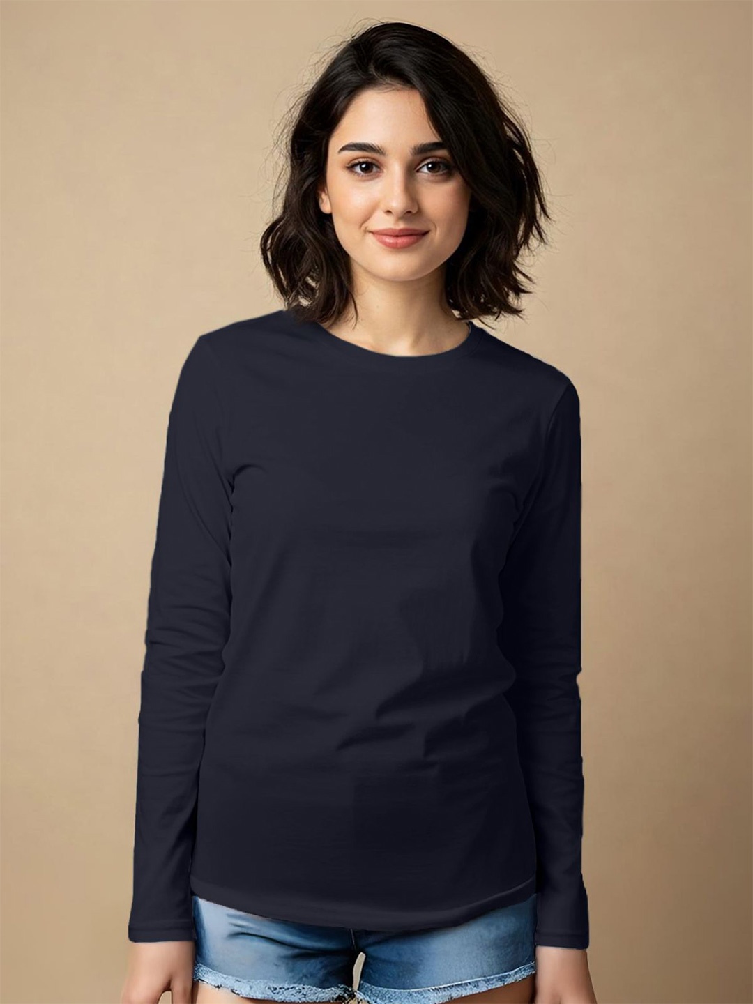

JUNEBERRY Women Cut Outs T-shirt, Navy blue