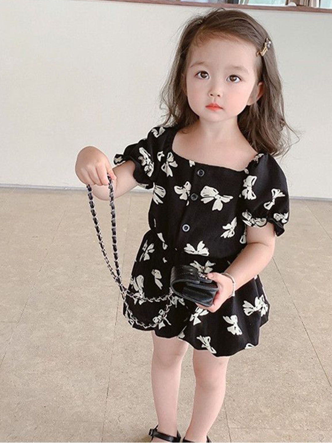 

StyleCast x Revolte Girls Printed Pure Cotton Top With Shorts, Black