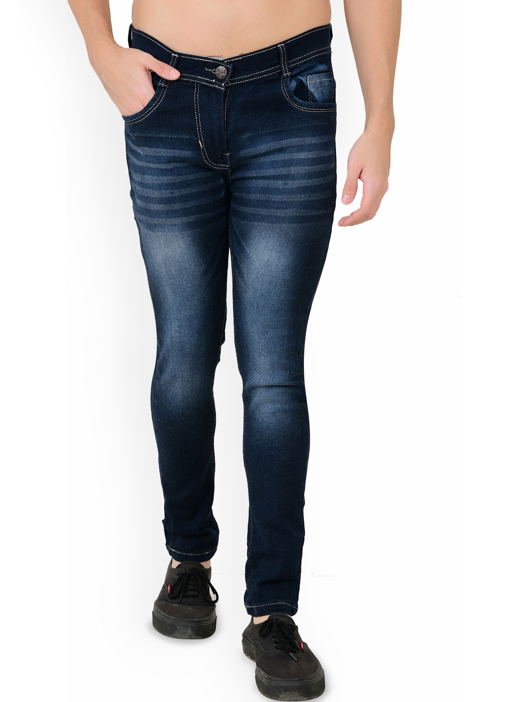 

LINARIA Men Classic Mid-Rise Slim Fit Clean Look Heavy Fade Jeans, Blue