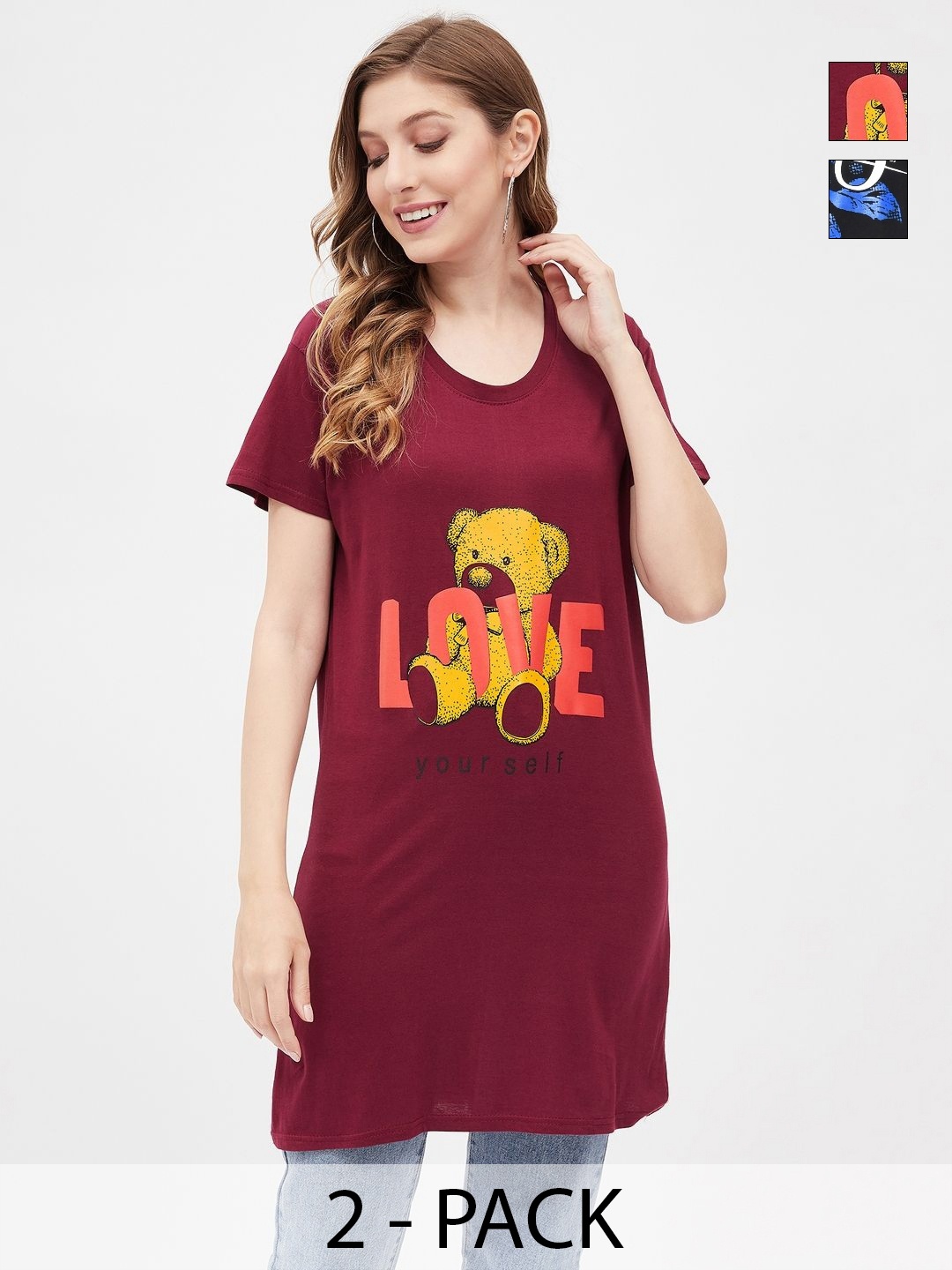 

Dreambe Women 2 Printed Applique T-shirt, Multi