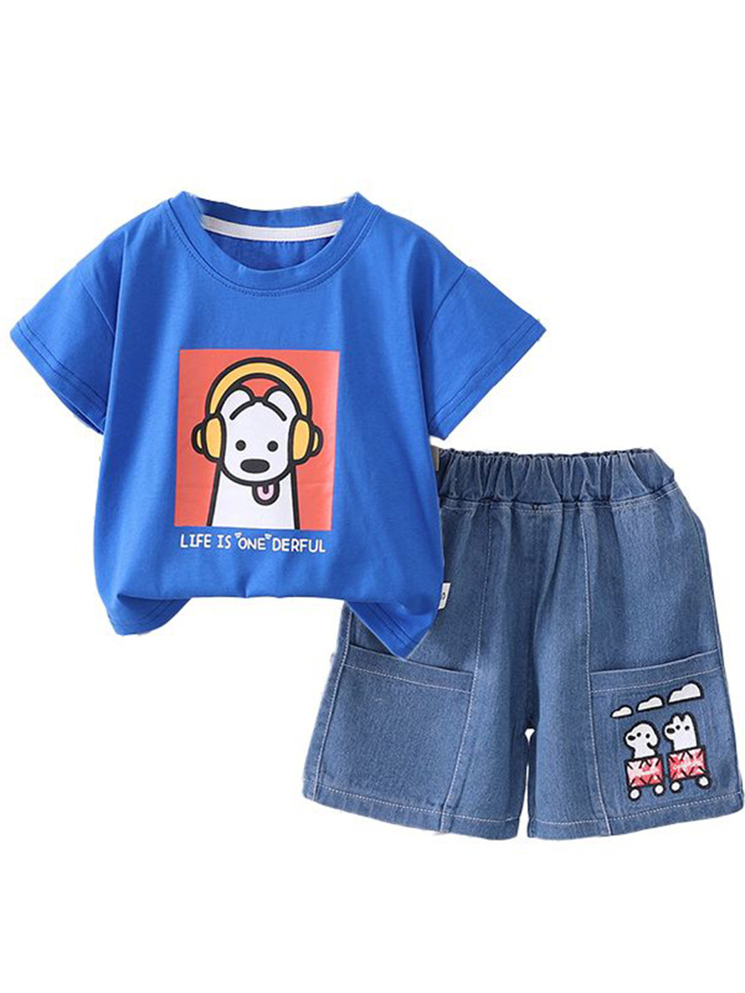 

StyleCast x Revolte Boys Printed Round Neck T-shirt With Shorts, Blue