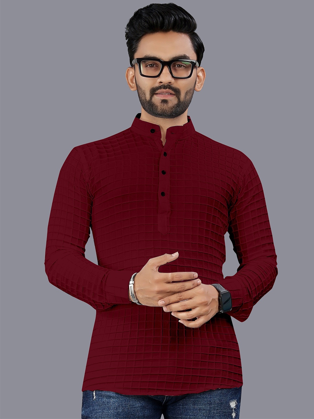 

ZEVBISA Men Relaxed Opaque Casual Shirt, Maroon