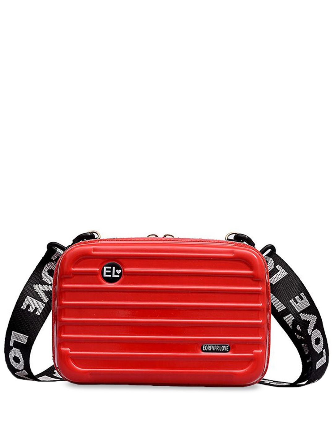 

DressBerry PU Structured Sling Bag with Applique, Red