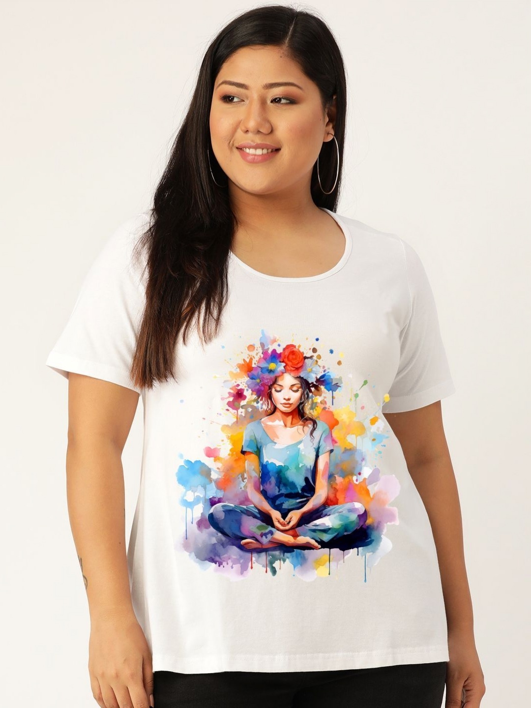 

theRebelinme Women Printed T-shirt, White