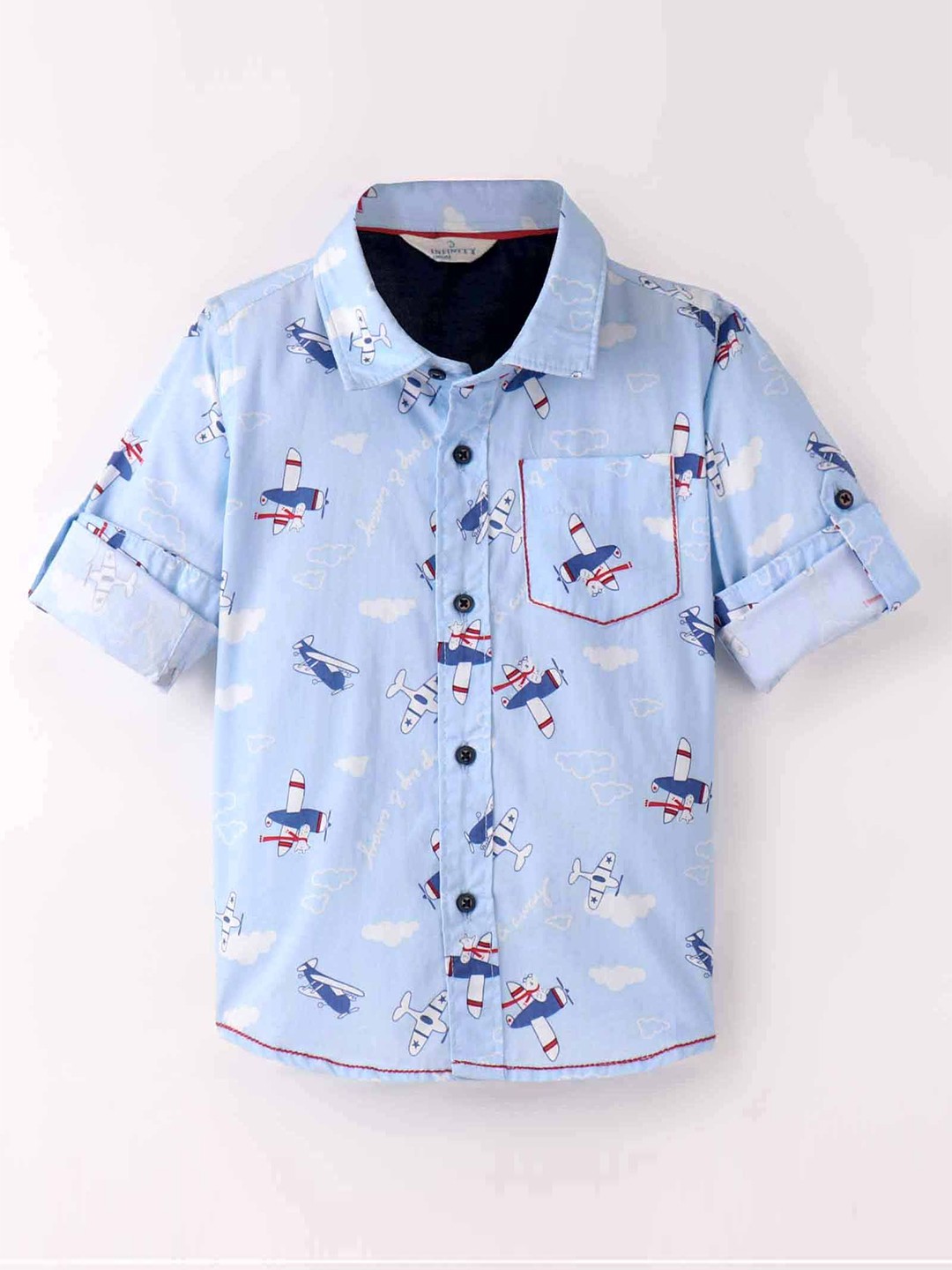 

Infinity Boys Opaque Printed Casual Shirt, Blue
