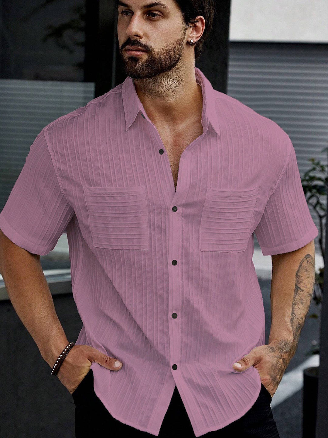 

Metronaut Men Opaque Casual Shirt, Pink