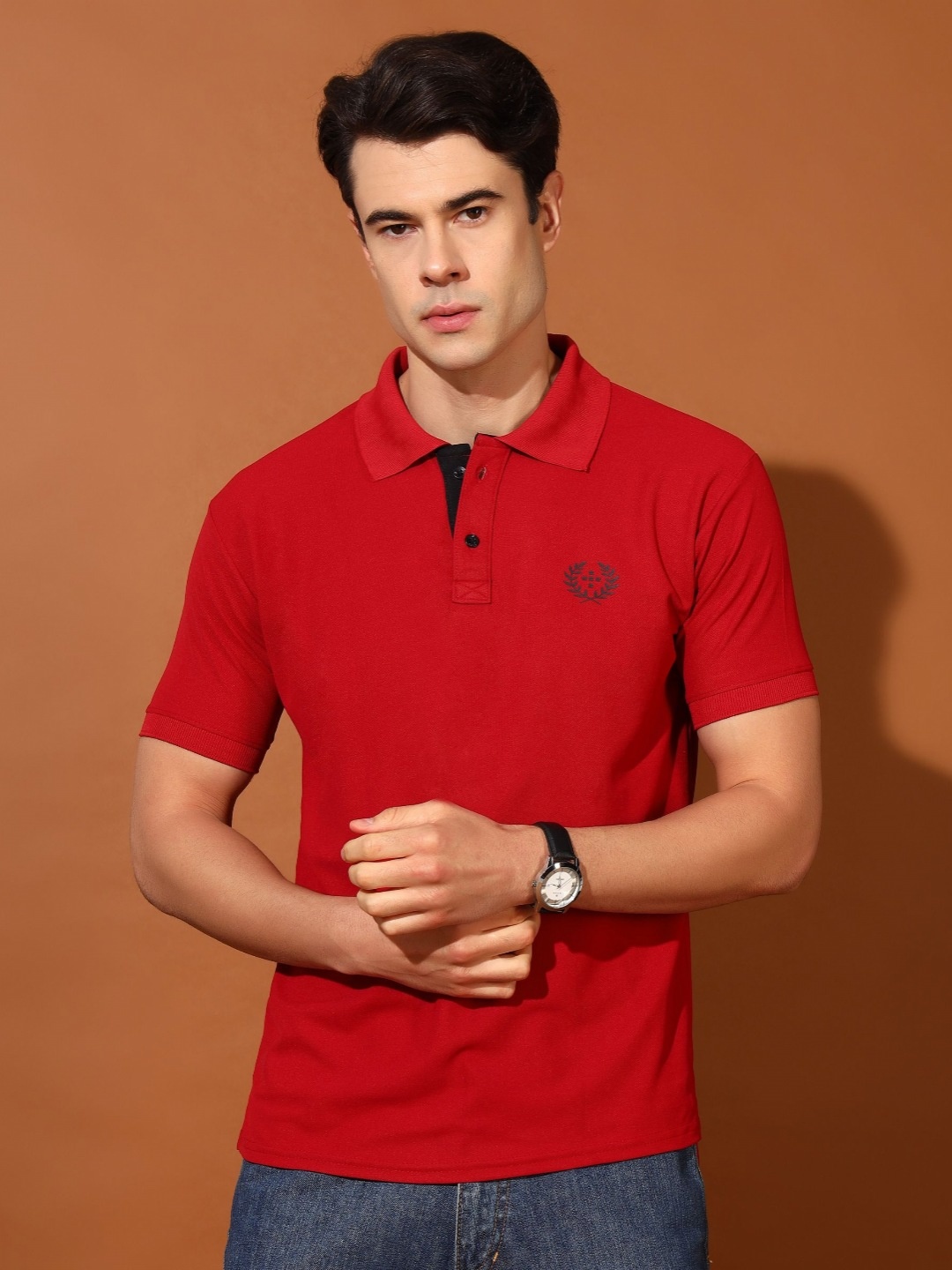 

Christy World Men Polo Collar Applique T-shirt, Multi