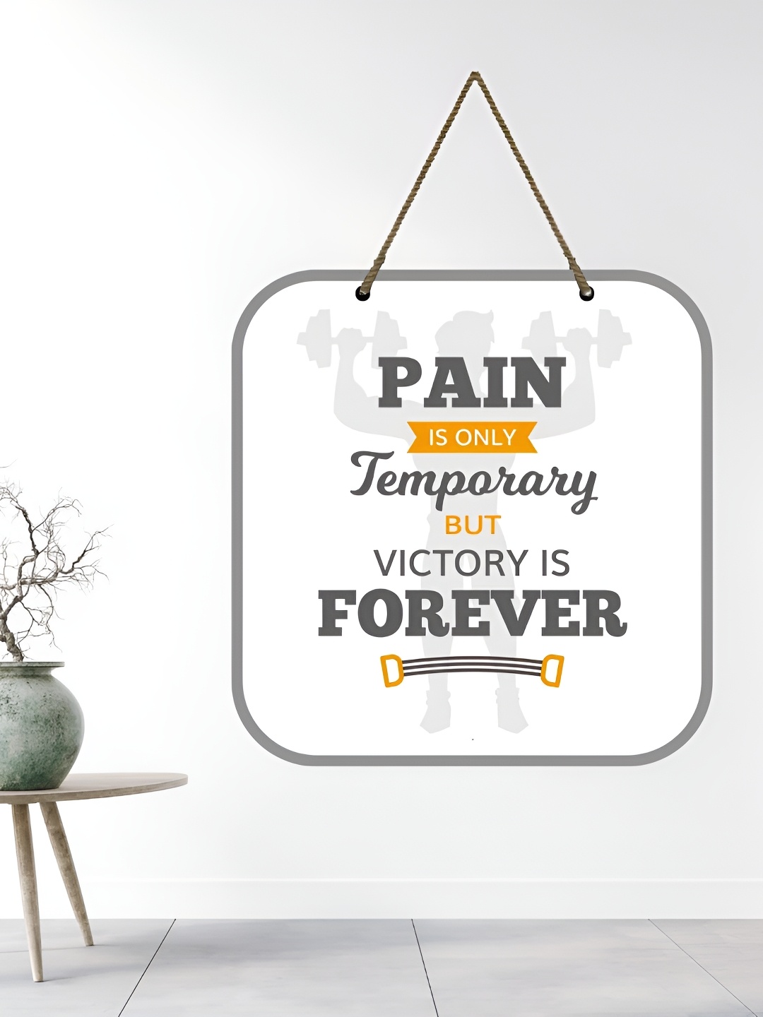 

Webelkart White & Black Victory is Forever Printed Wooden Wall Hanging