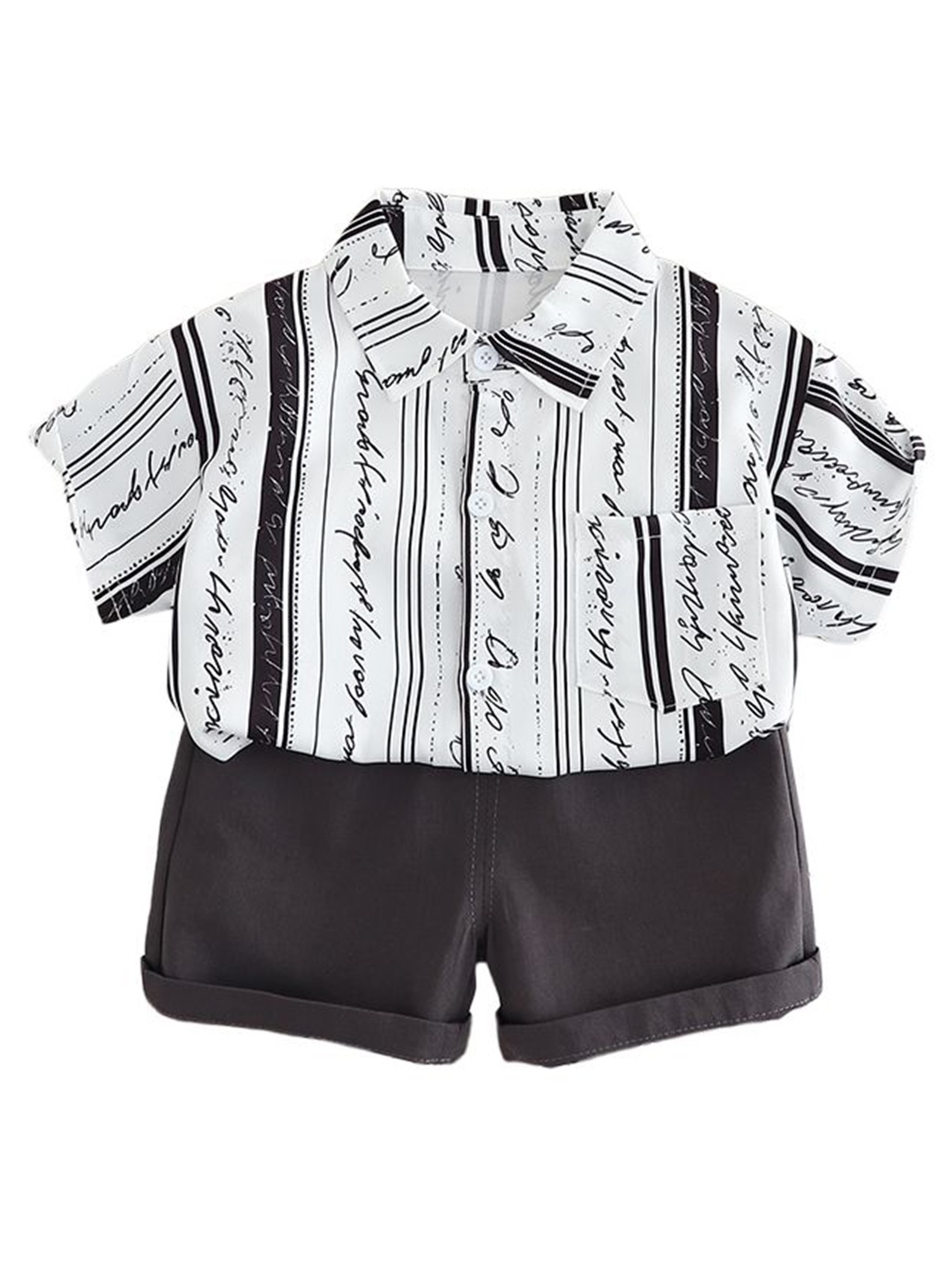 

StyleCast x Revolte Boys Printed Pure Cotton Shirt With Shorts, White