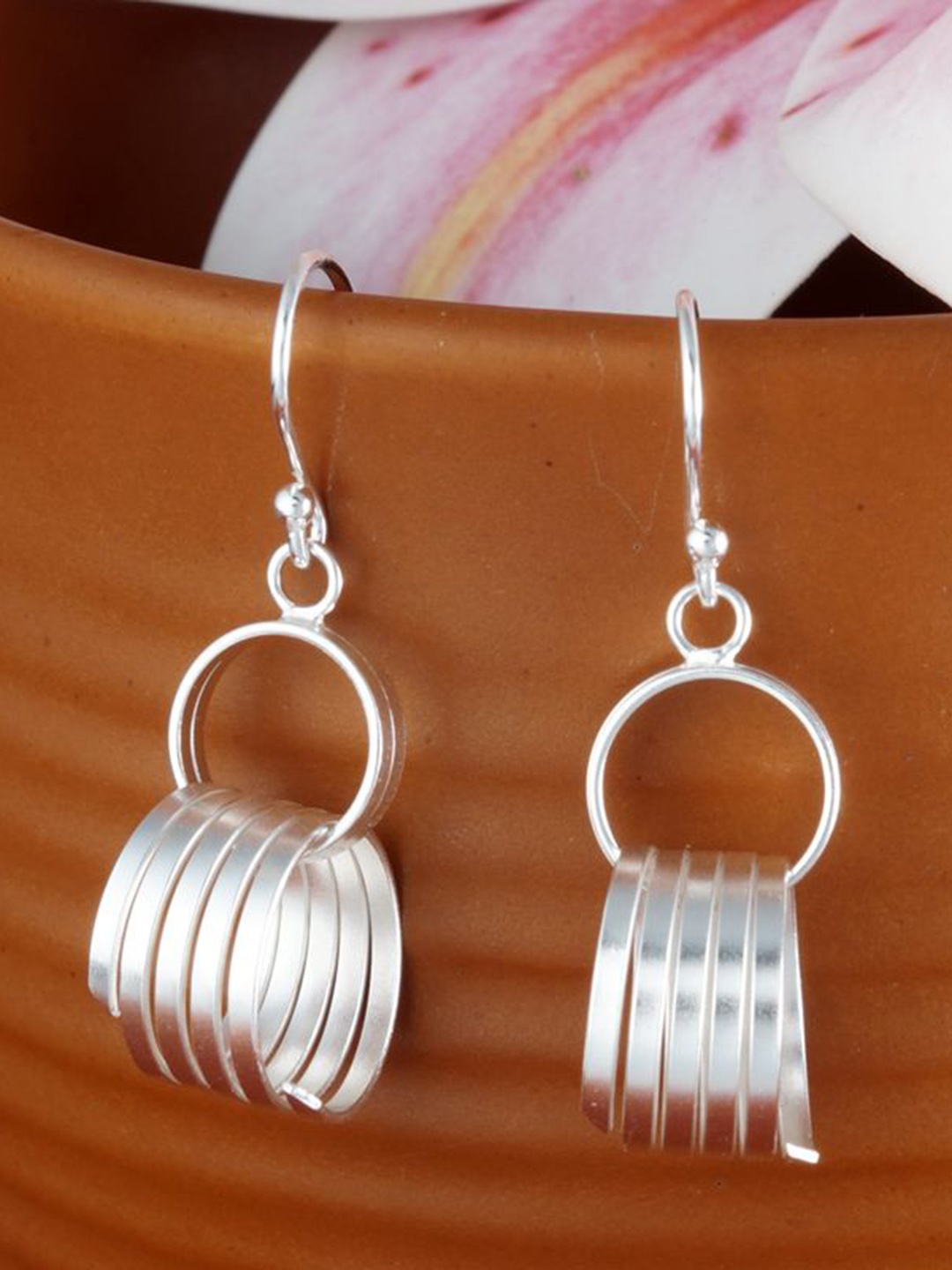 

Tuanz Silver Jewelry 925 Sterling Silver Rhodium-Plated Contemporary Shaped Drop Earrings