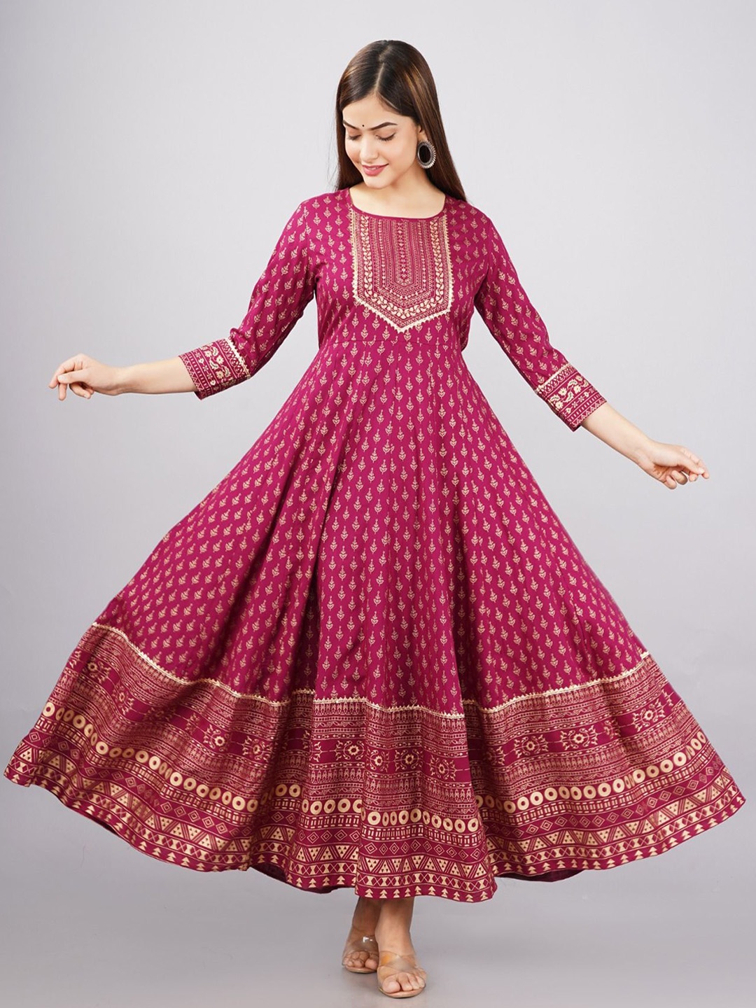 

Pristyle Ethnic Motifs Printed Anarkali Kurta, Pink