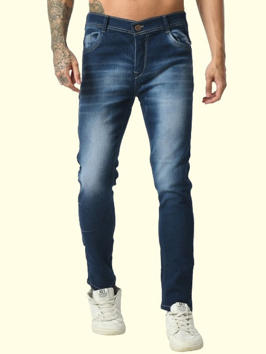 

LINARIA Men Classic Slim Fit Heavy Fade Jeans, Blue