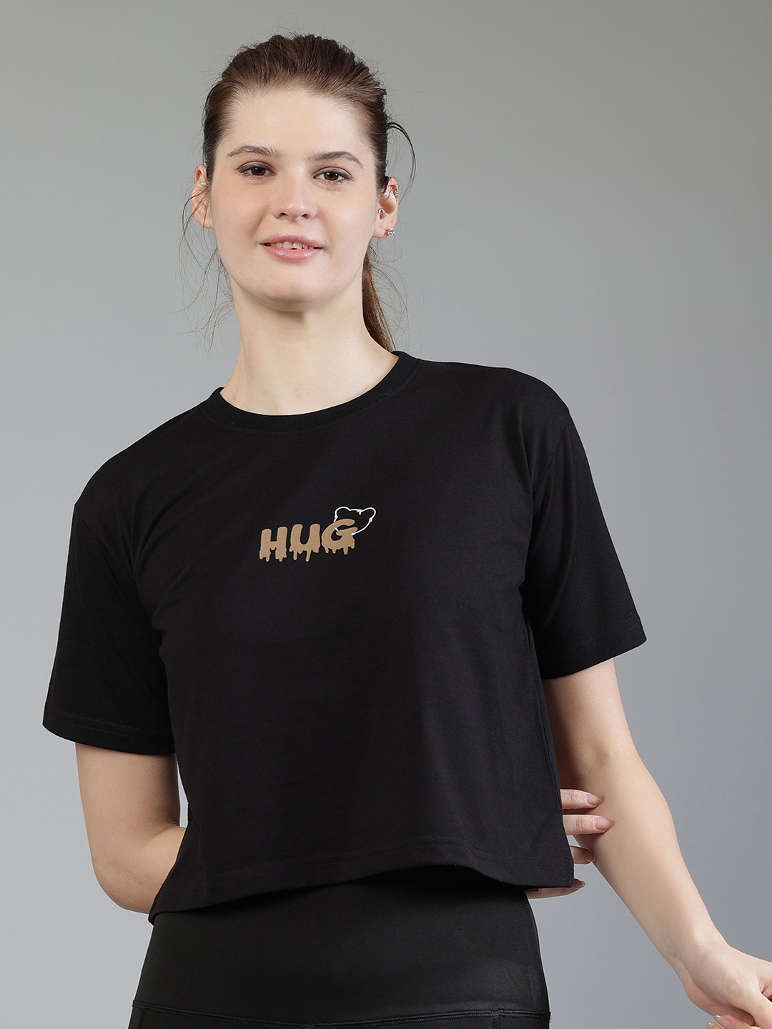 

BAESD Women Printed Bio Finish T-shirt, Black