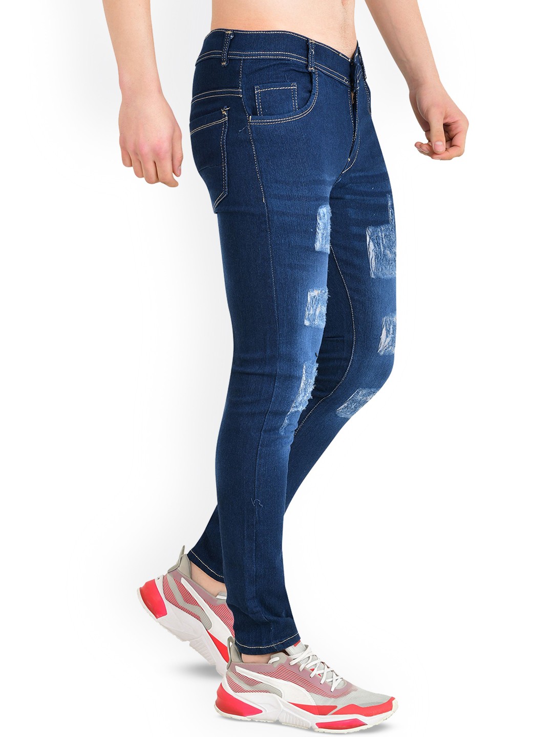

LINARIA Men Classic Slim Fit Mildly Distressed Light Fade Jeans, Blue