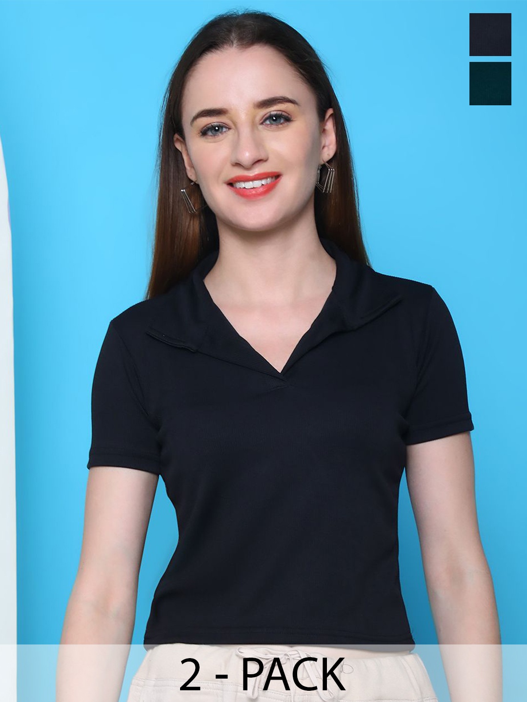 

Tromko Pack Of 2 Ribbed Fitted Crop Top, Black
