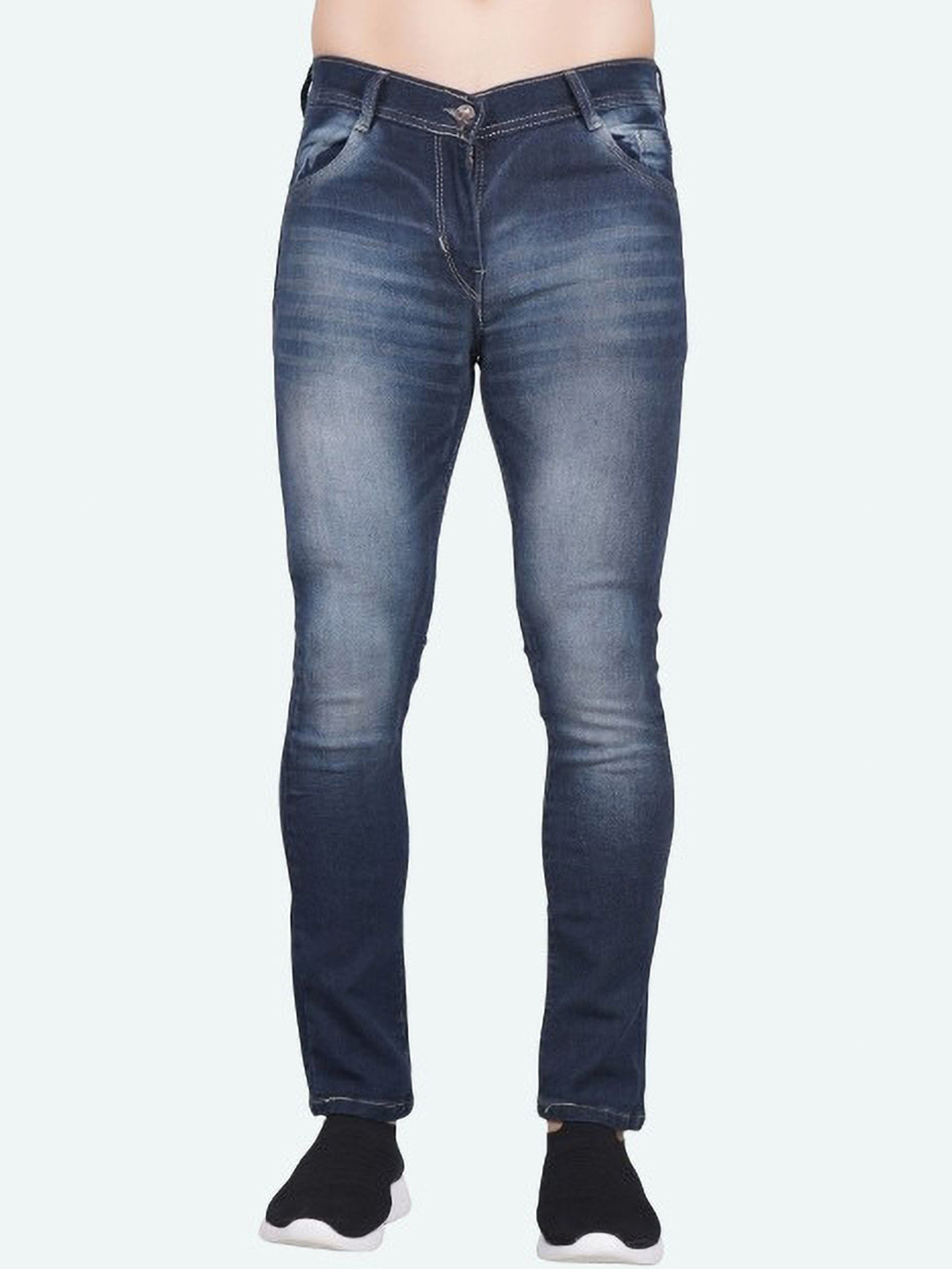 

LINARIA Men Classic Slim Fit Slash Knee Heavy Fade Jeans, Blue