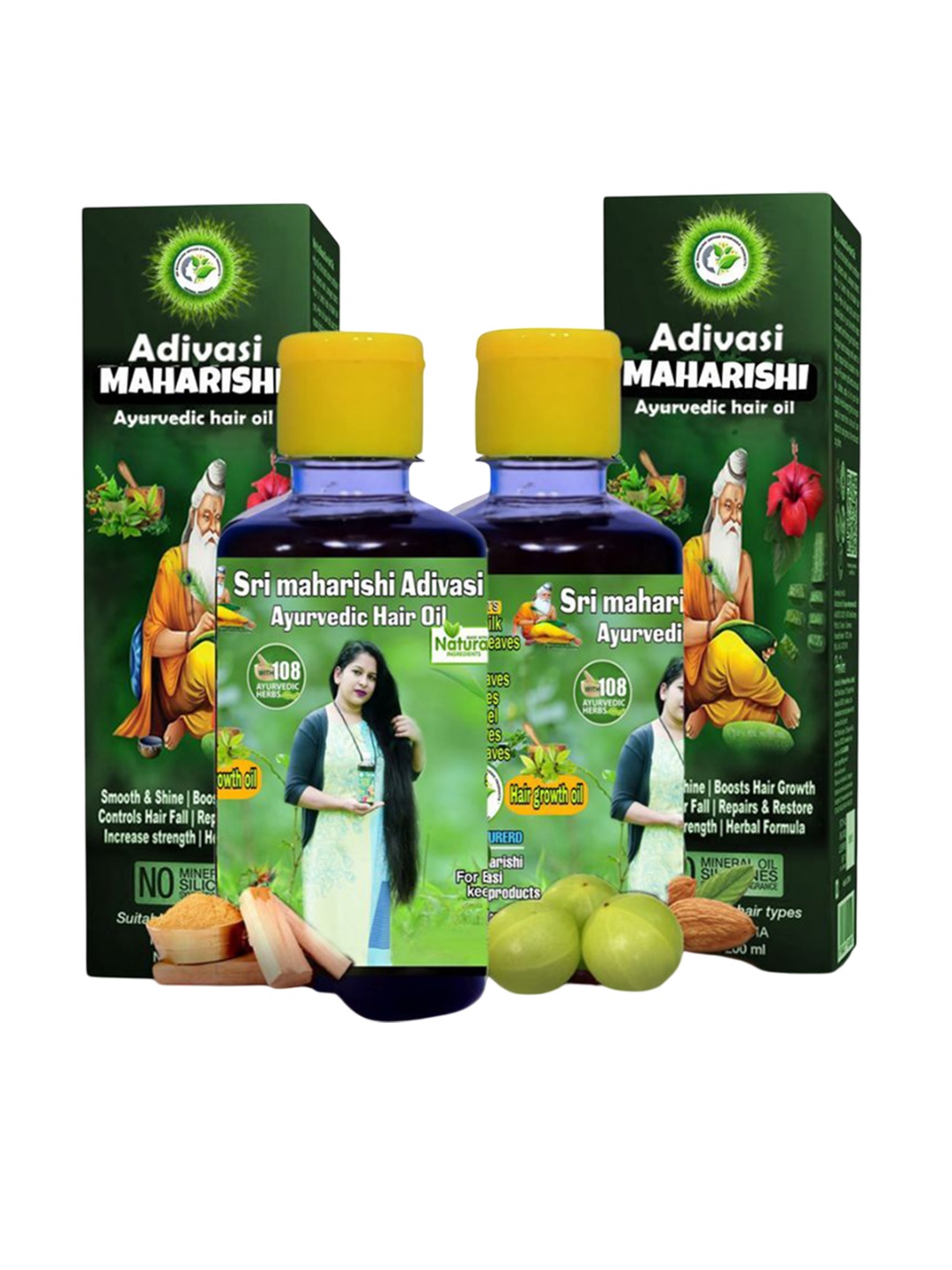 

SHRI MAHARISHI ADIVASI Herbal Hair Fall Control Hair Oil - 500 ml, Green