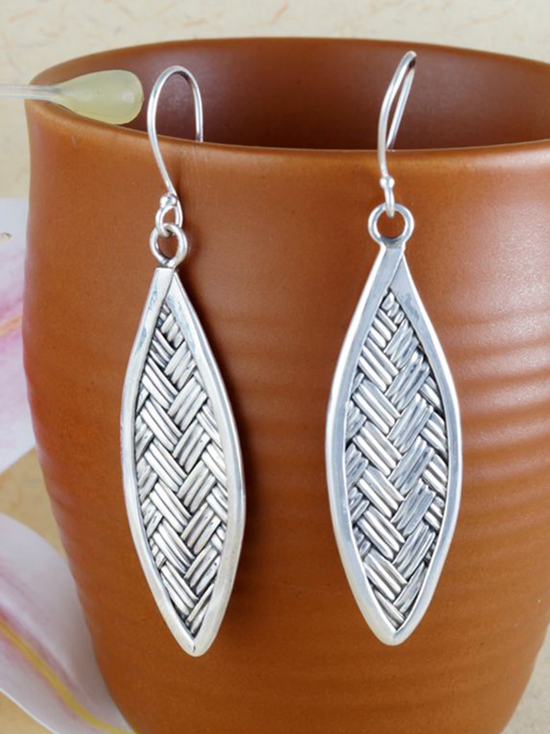 

Tuanz Silver Jewelry 925 Sterling Silver Rhodium-Plated Contemporary Shaped Drop Earrings