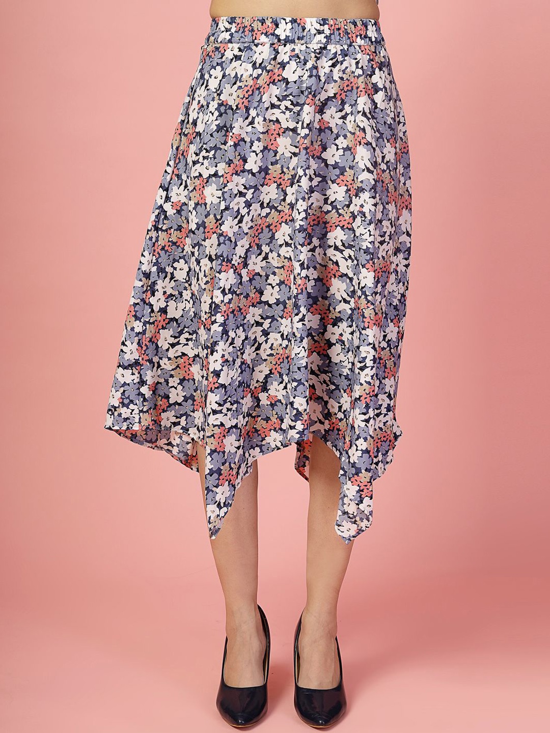 

DressBerry Women Printed A-Line Midi Skirt, Blue