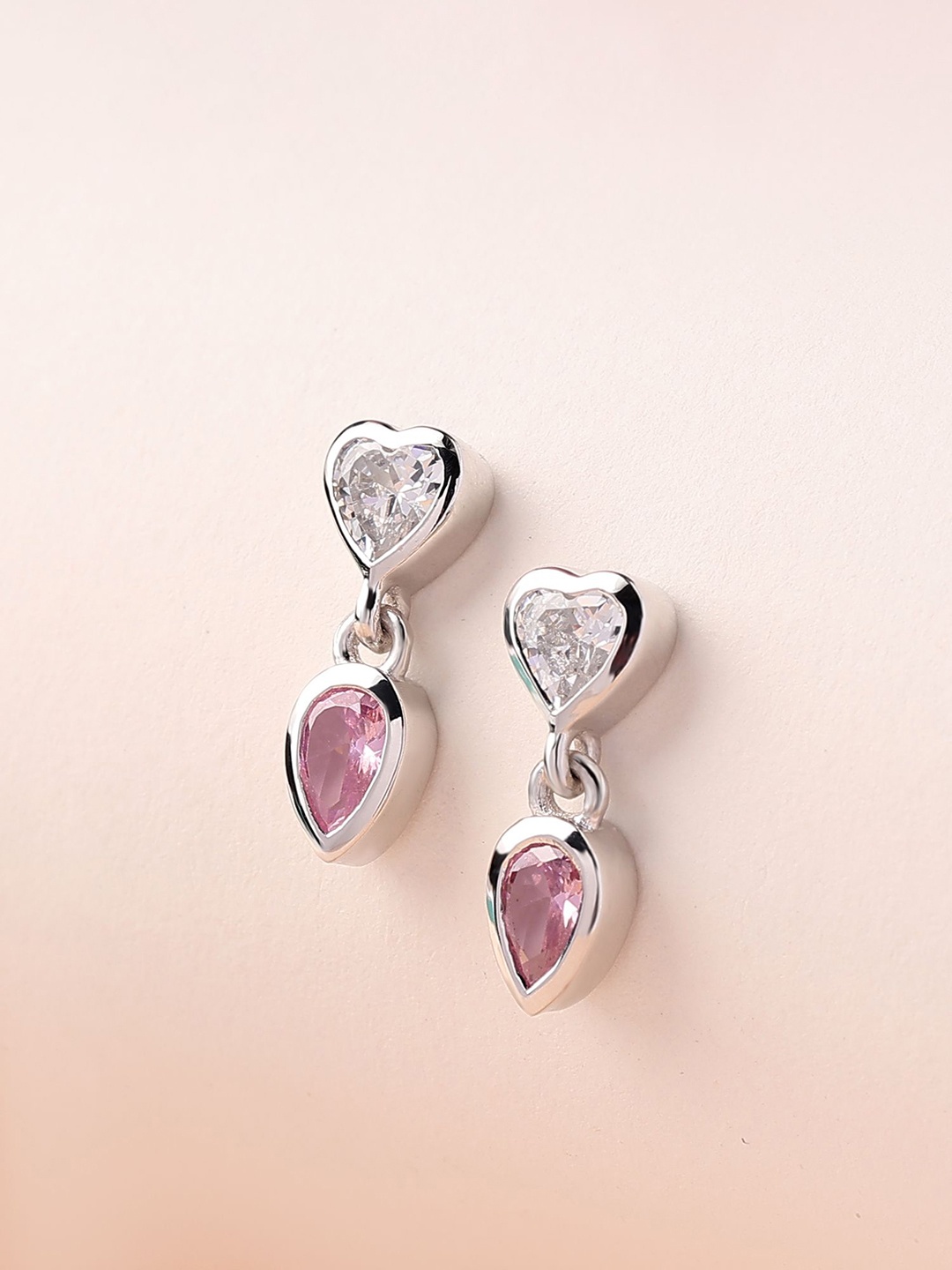 

Ornate Jewels 925 Silver Pink American Diamond Dangle Earring