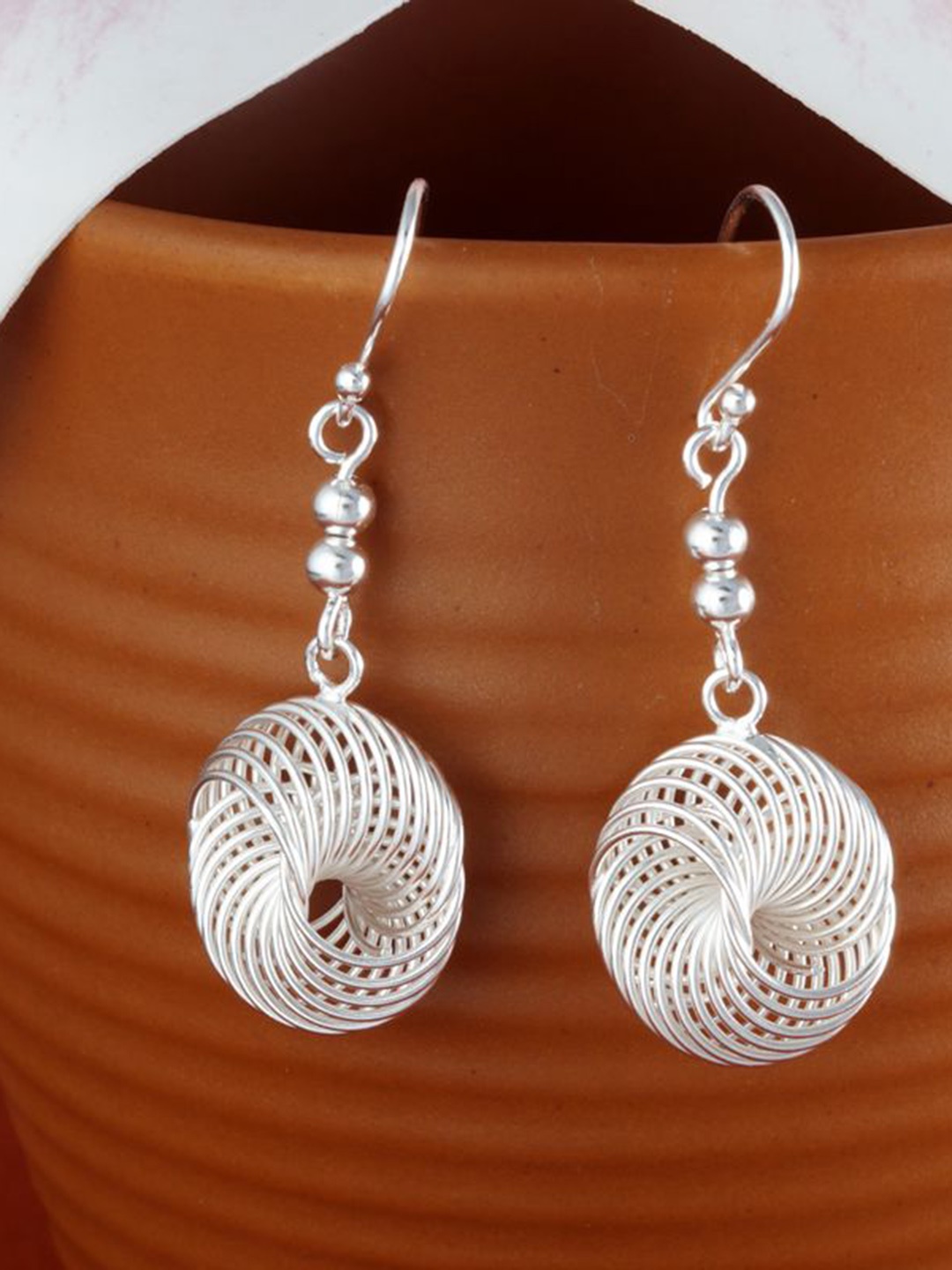 

Tuanz Silver Jewelry 925 Sterling Silver Rhodium-Plated Contemporary Shaped Drop Earrings