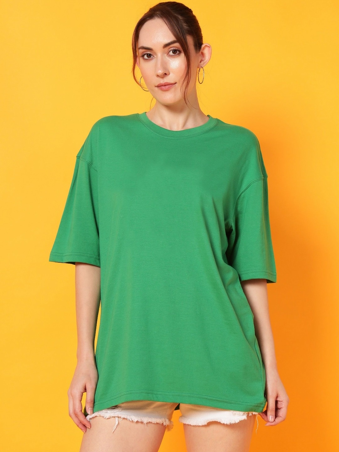 

Mast & Harbour Women Drop-Shoulder Sleeves Anti Odour T-shirt, Green