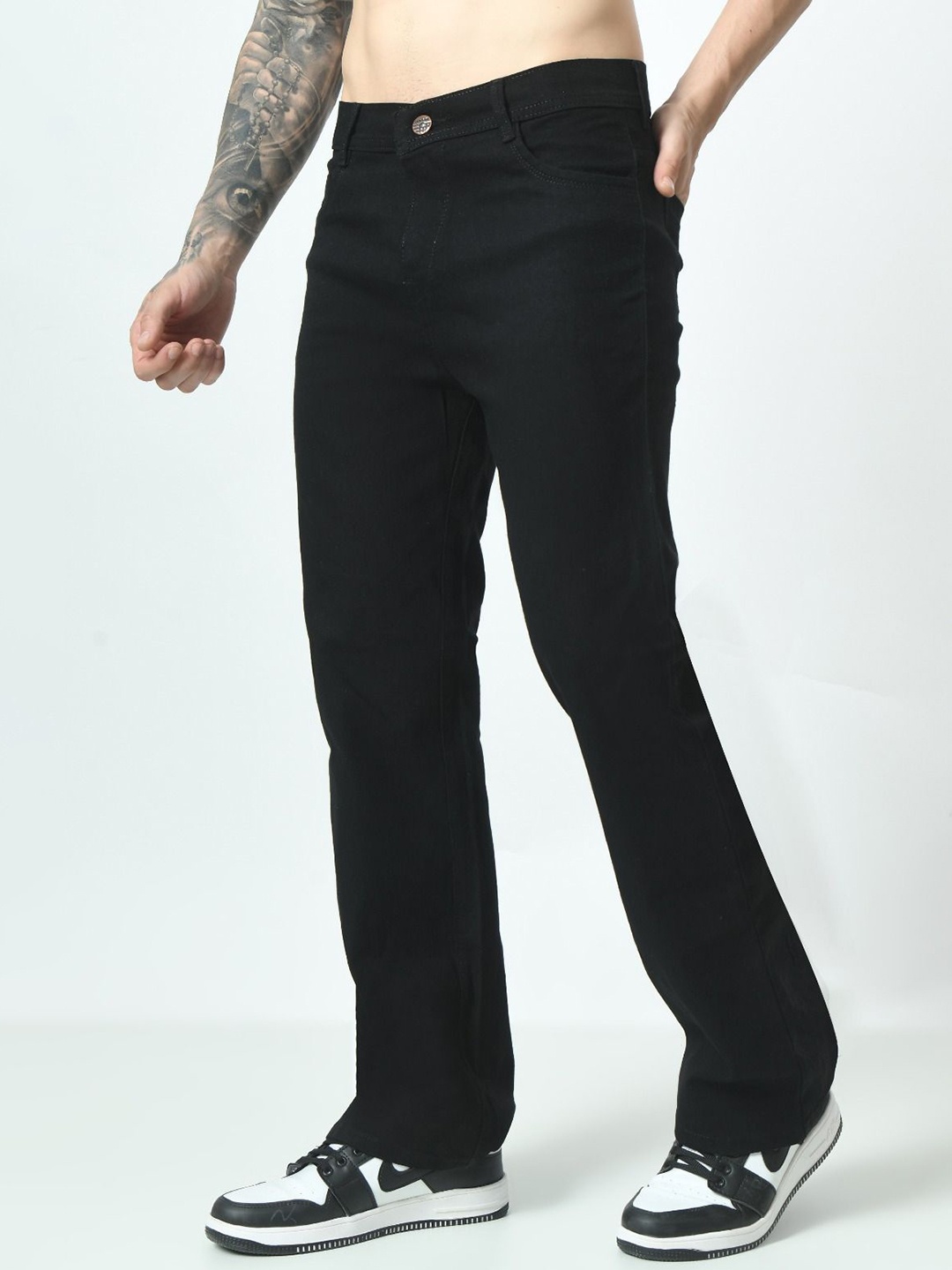

LINARIA Men Classic Mid-Rise Clean Look Slim Fit Stretchable Jeans, Black