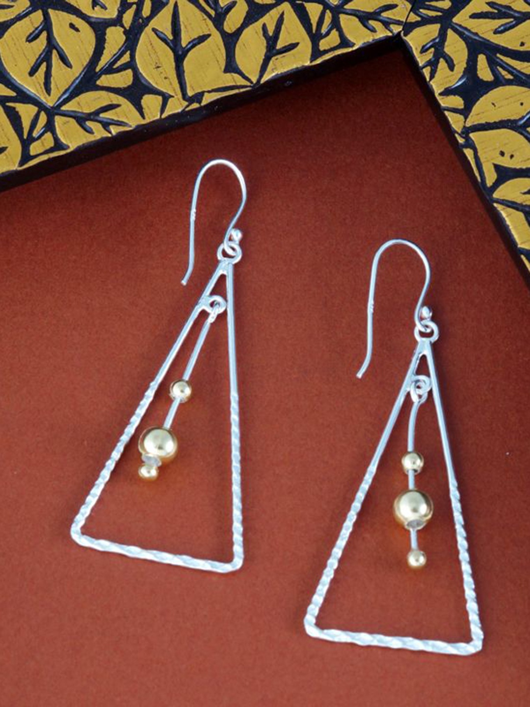 

Tuanz Silver Jewelry 925 Sterling Silver Rhodium-Plated Triangular Shaped Drop Earrings