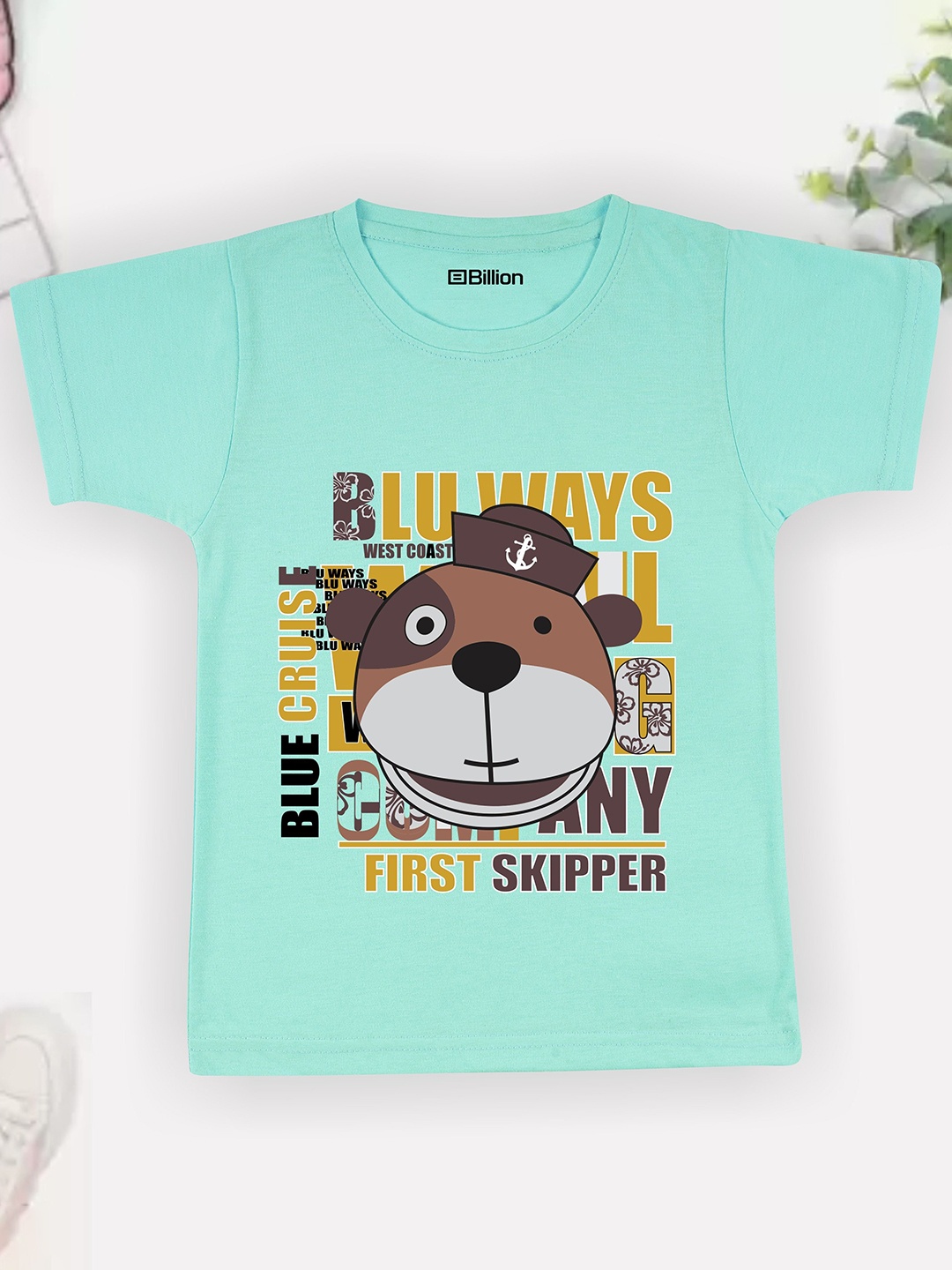 

Billion Boys Printed Bio Finish Applique T-shirt, Turquoise blue