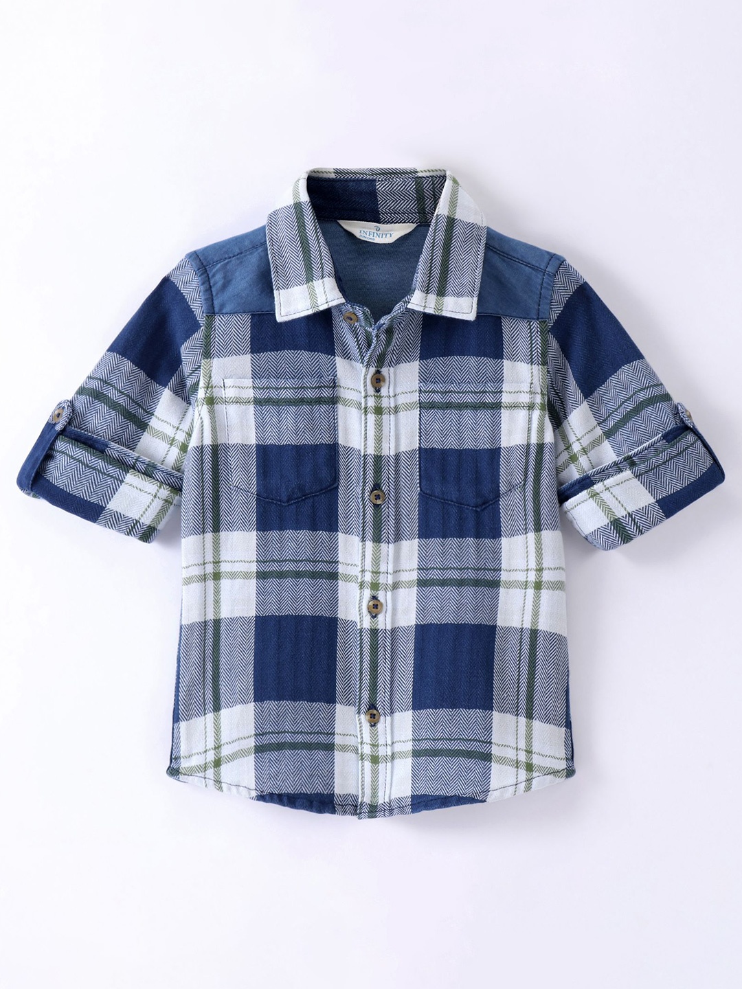

Infinity Boys Opaque Checked Casual Shirt, Navy blue