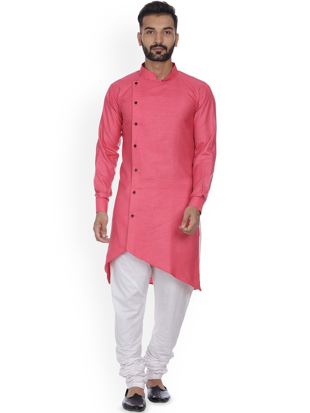 

VEERA PARIDHAAN Mandarin Collar Cotton Straight Kurta, Pink