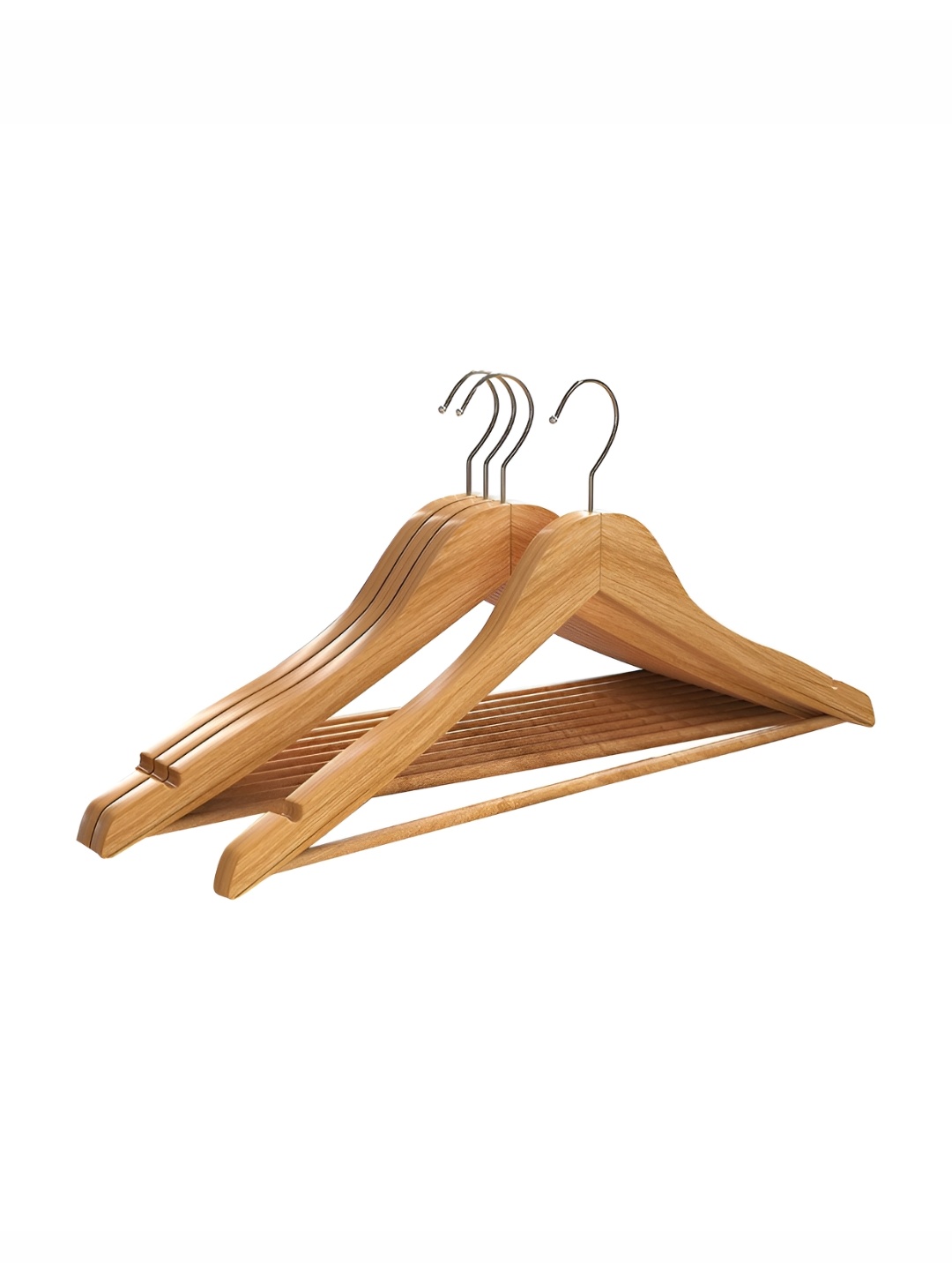 

ADA Handicraft Set Of 5 Wooden Clothes Hangers, Beige