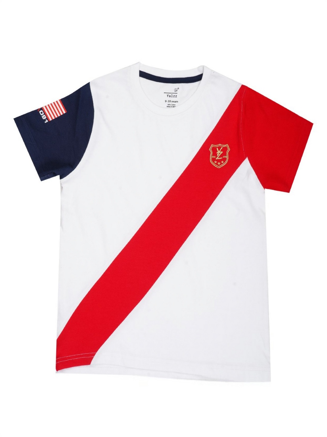 

YALZZ Boys Colourblocked Applique T-shirt, White