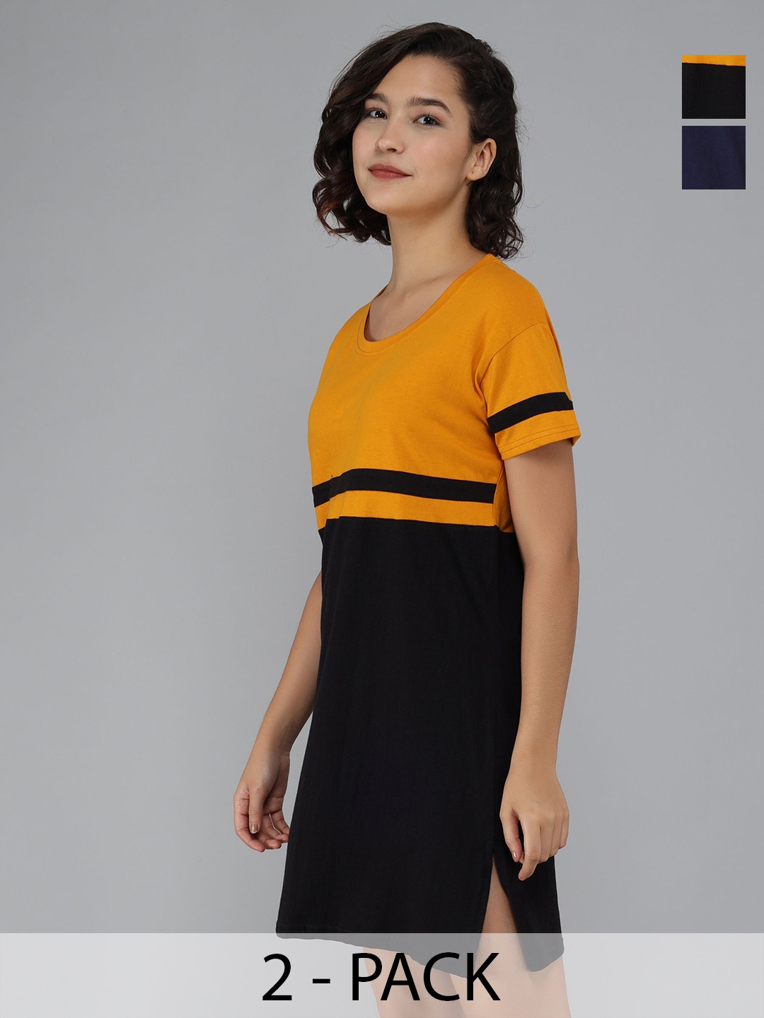 

Dreambe Women 2 Colourblocked Applique T-shirt, Multi