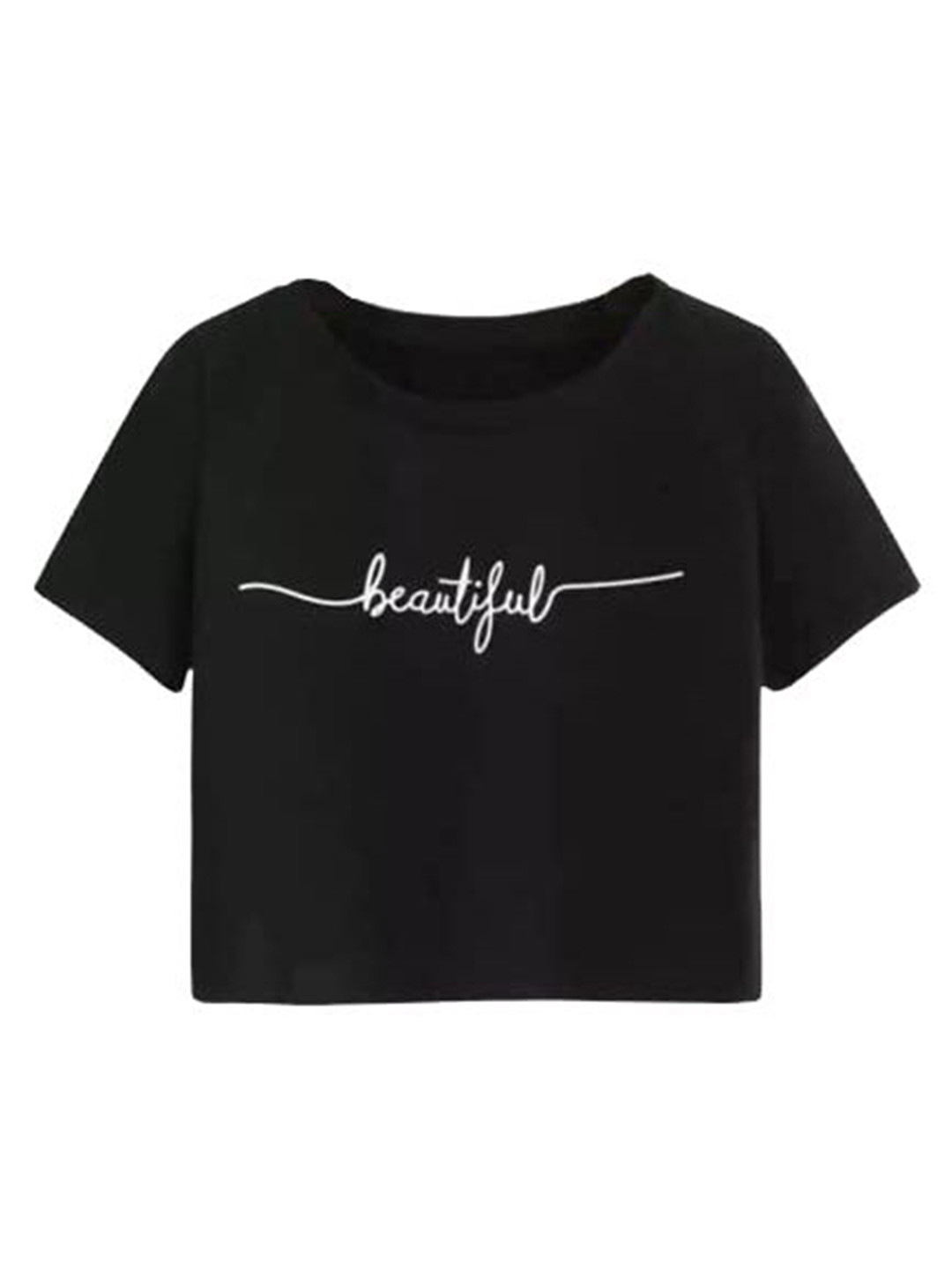 

LOVO Girls Cotton Typography Printed Cotton Crop Top, Black