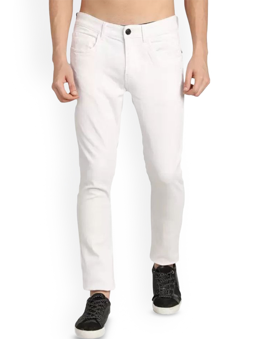 

LINARIA Men Classic Mid-Rise Clean Look Stretchable Jeans, White