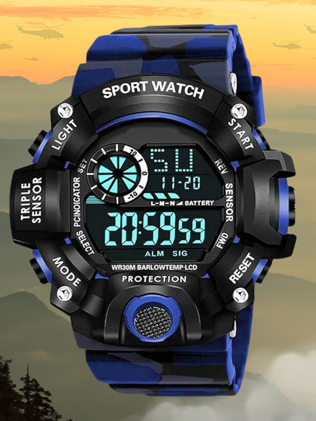 

SWADESI STUFF Kids Dial & Bracelet Style Straps Digital Automatic Watch ARMY BLUE 2027