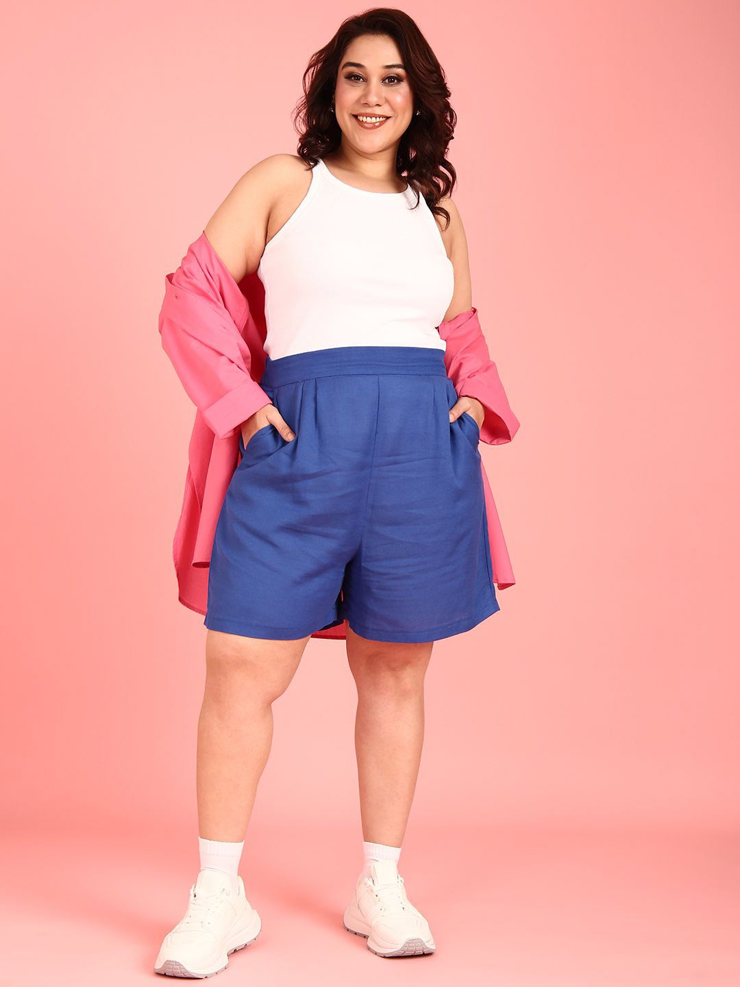 

The Pink Moon Women Cobalt Cotton Shorts, Blue