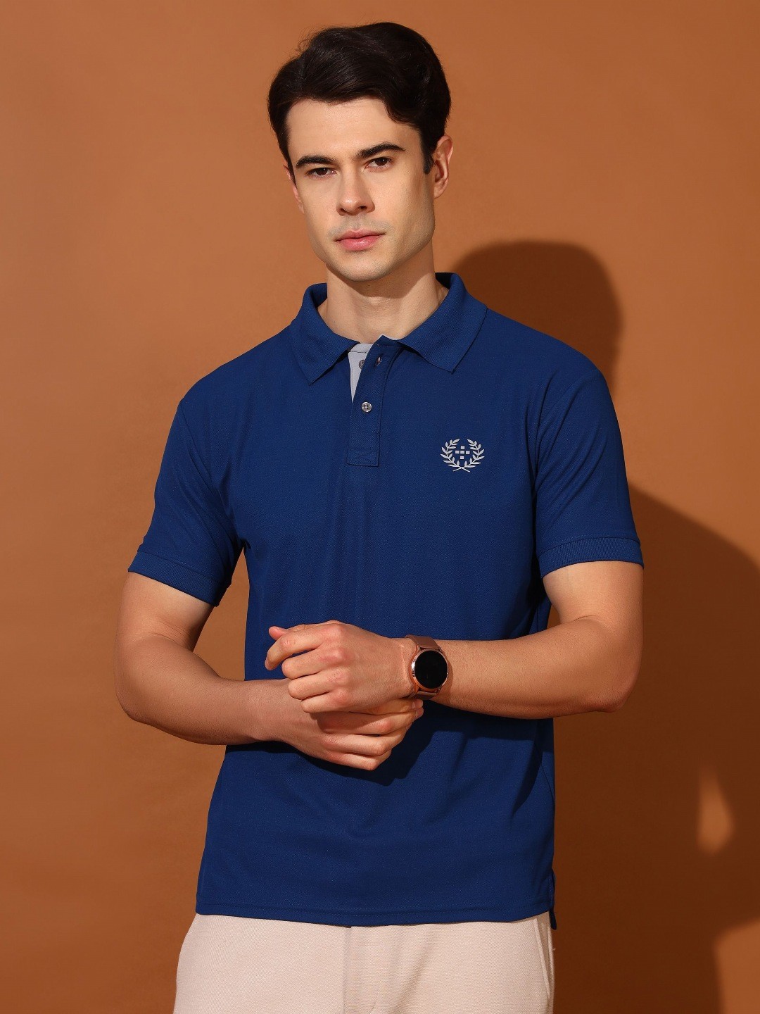 

Christy World Men Polo Collar Applique T-shirt, Multi
