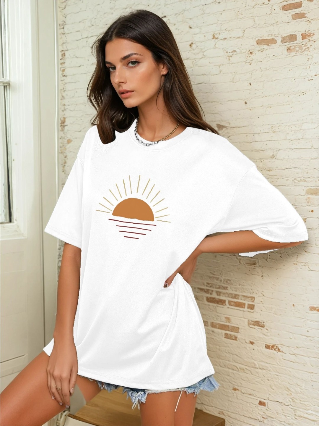 

CORSICA Women Printed Applique T-shirt, White