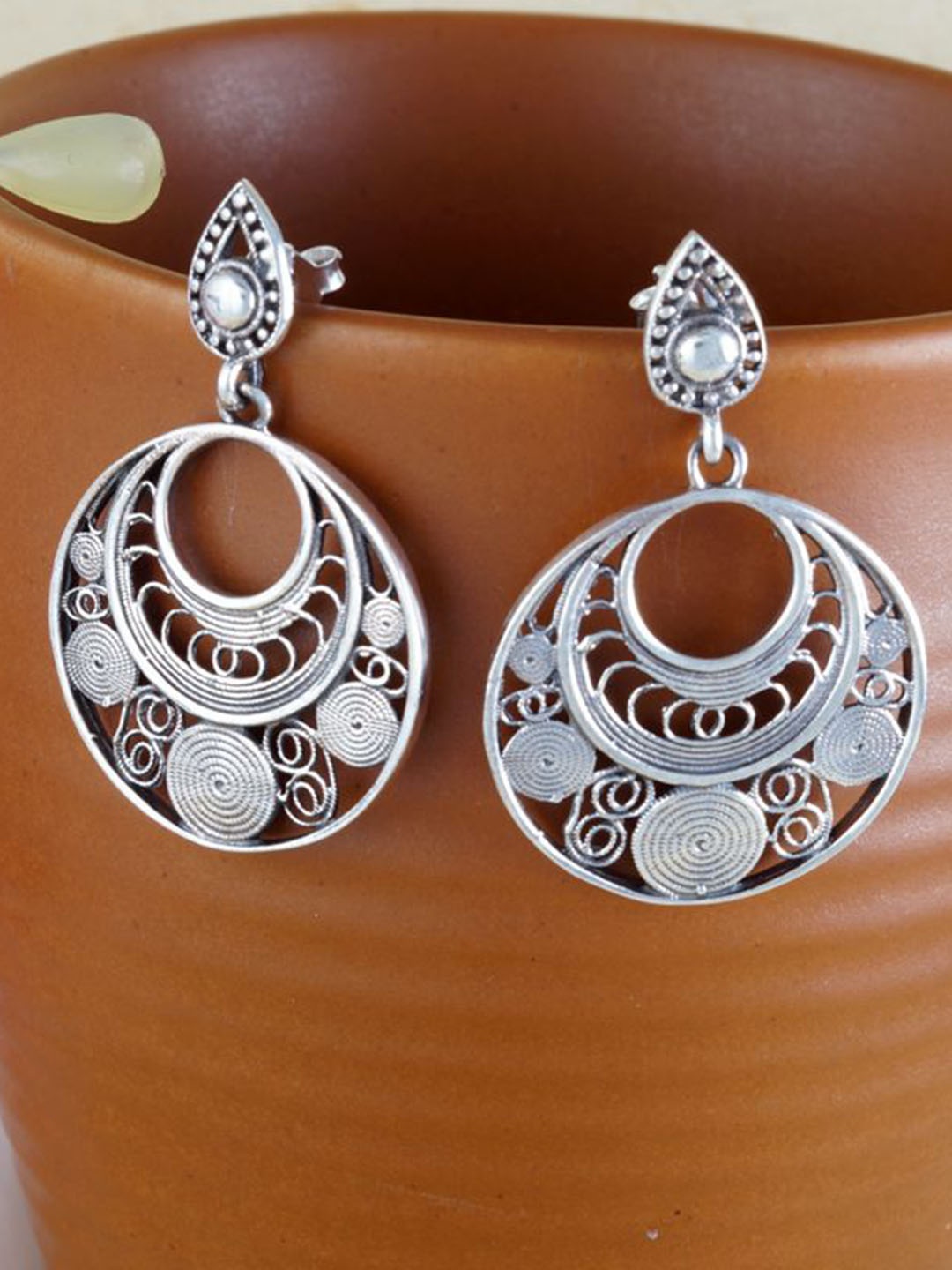 

Tuanz Silver Jewelry 925 Sterling Silver Rhodium-Plated Geometric Shaped Drop Earrings