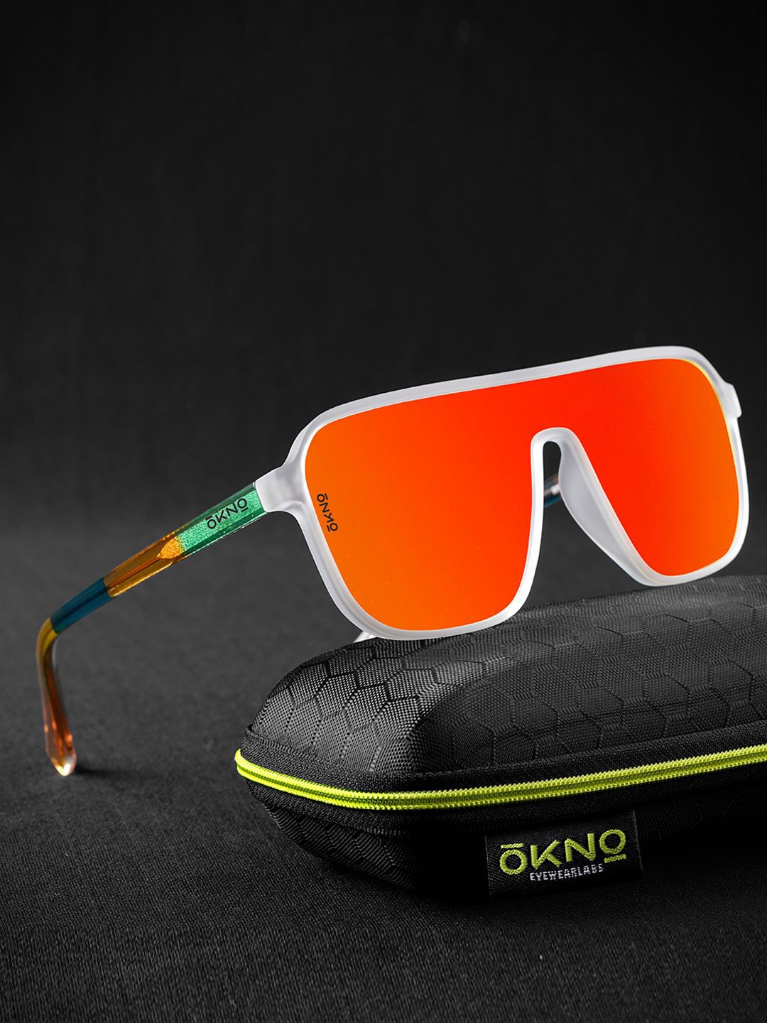

OKNO Heatwave Rectangle Sunglasses with Polarised and UV Protected Lens OKNRyftX2JAC5, Orange