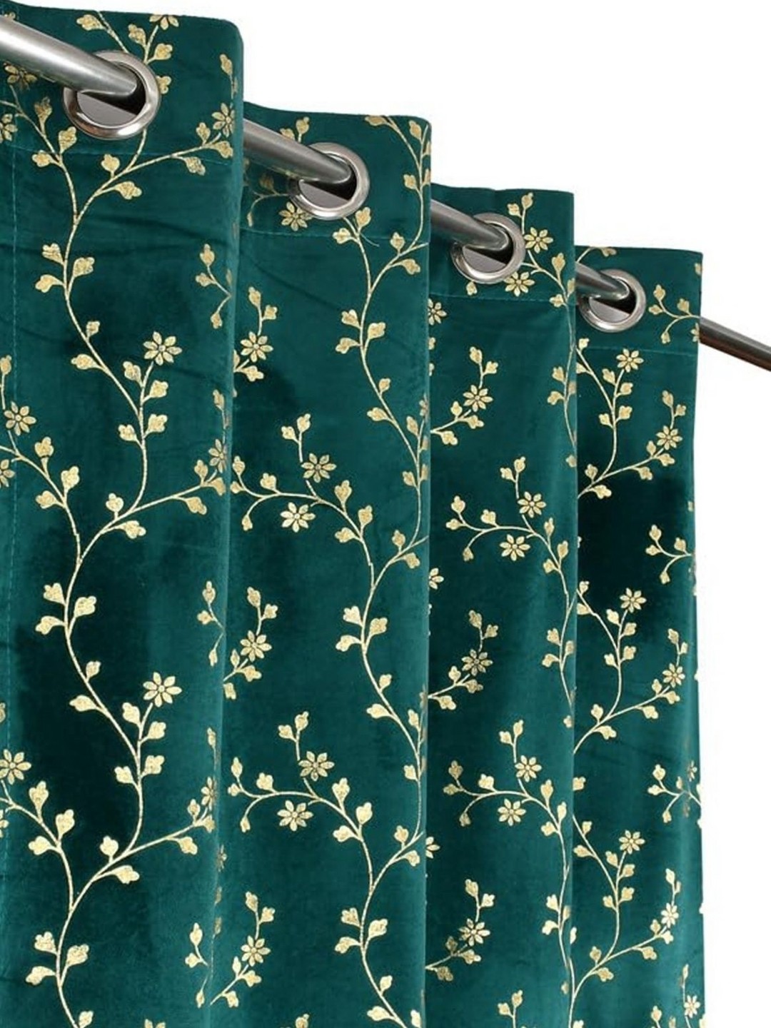 

Galaxy Home Decor Green 2 Pieces Floral Room Darkening Window Curtain
