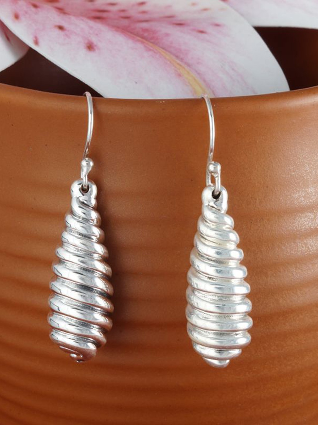 

Tuanz Silver Jewelry 925 Sterling Silver Rhodium-Plated Contemporary Shaped Drop Earrings