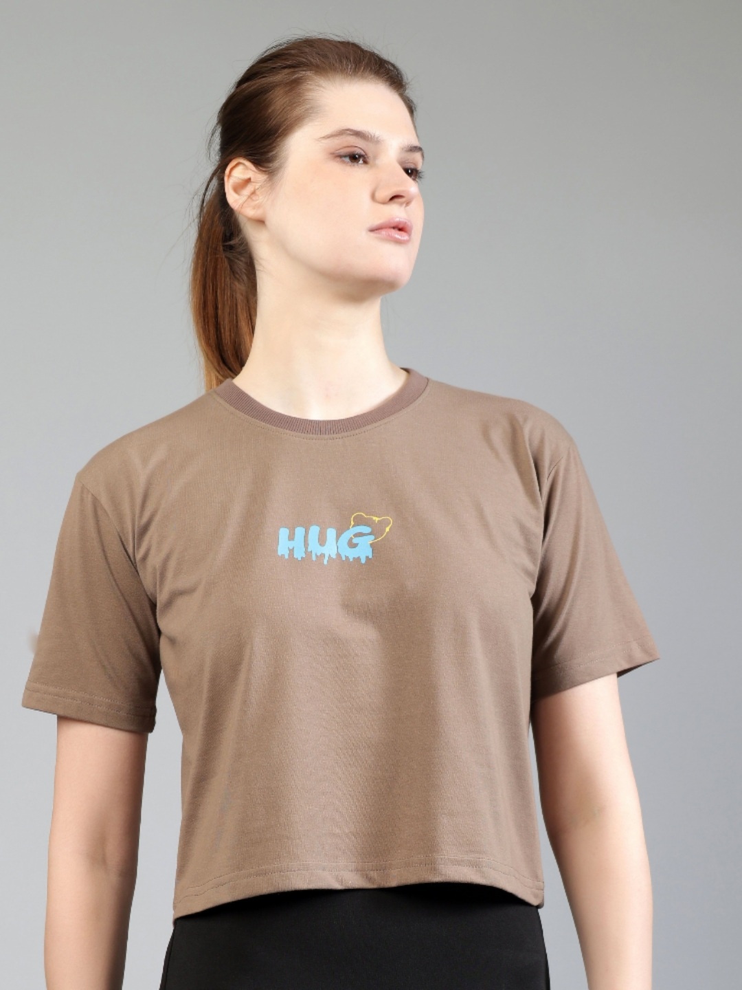 

BAESD Women Printed Bio Finish T-shirt, Brown